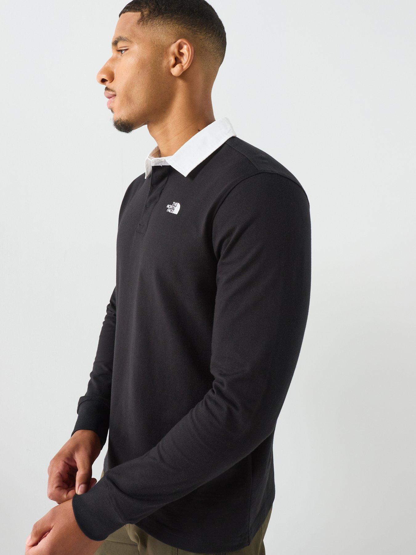 Image 5 of 5 of The North Face Mens Long Sleeve Contrast Collar Polo Shirt - Black