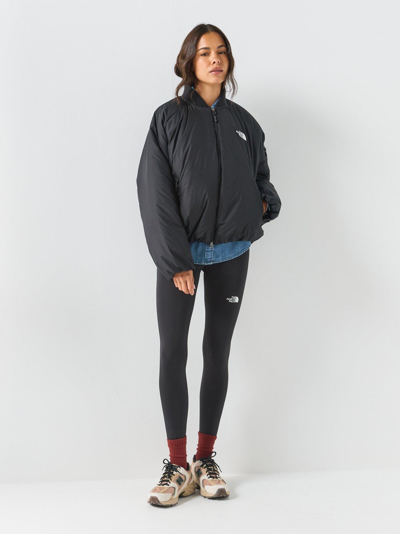 Image 3 of 6 of The North Face Womens Rib Collar Padded Full Zip Bomber Jacket - Black