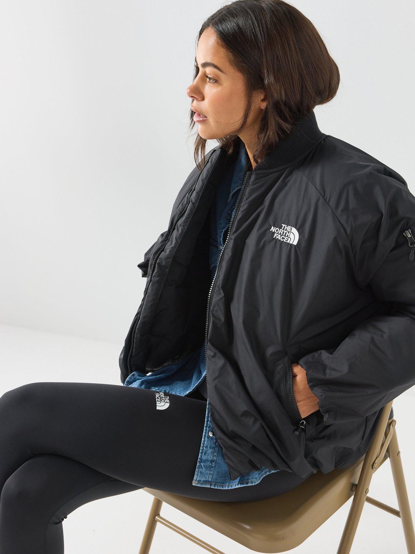 Image 4 of 6 of The North Face Womens Rib Collar Padded Full Zip Bomber Jacket - Black