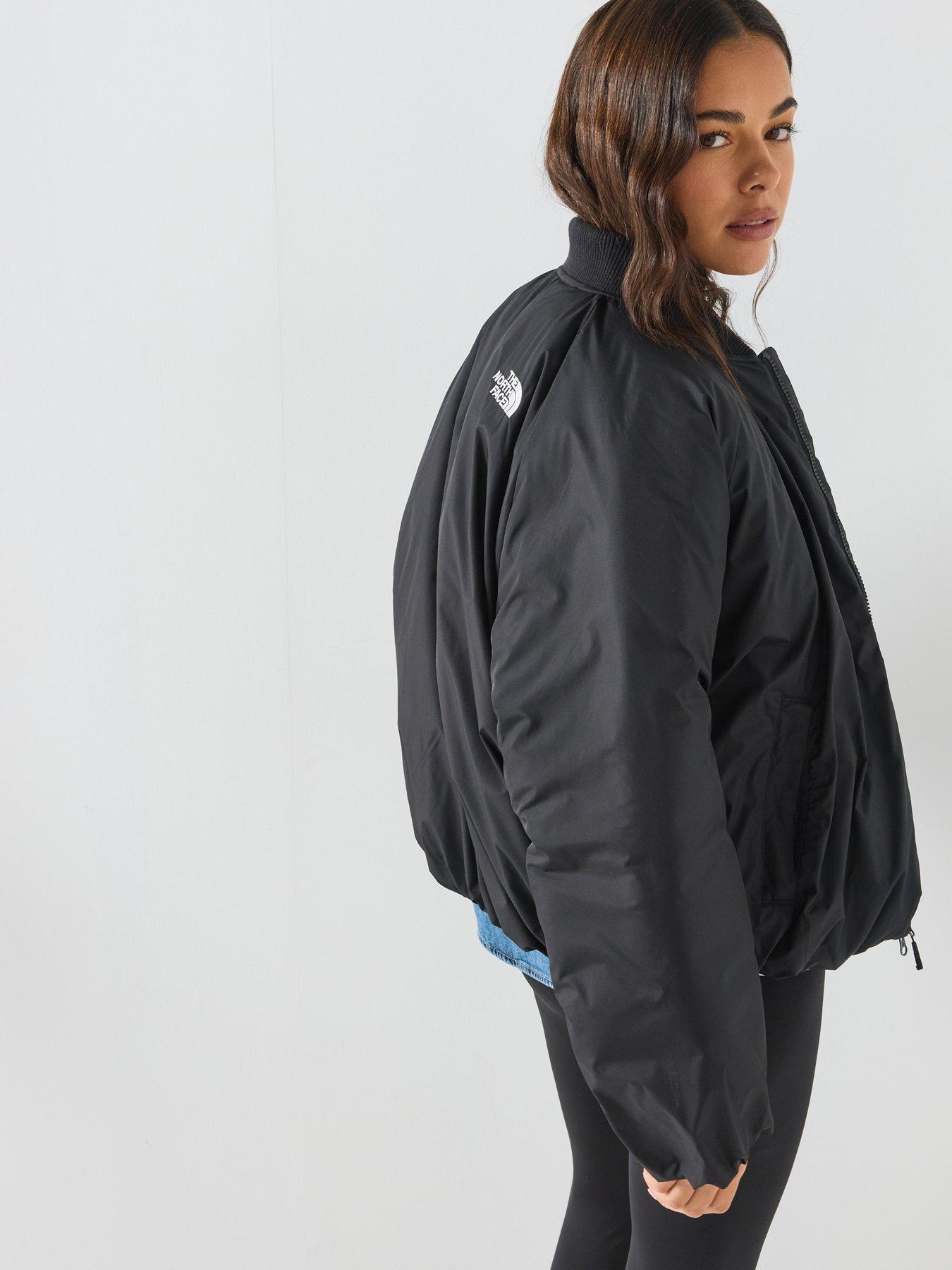 Image 5 of 6 of The North Face Womens Rib Collar Padded Full Zip Bomber Jacket - Black