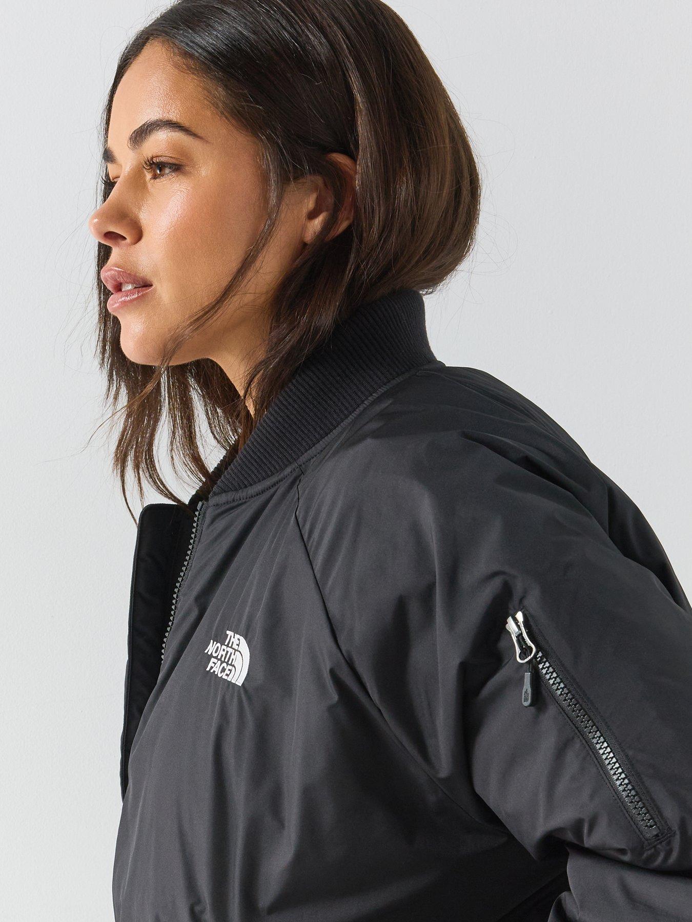 Image 6 of 6 of The North Face Womens Rib Collar Padded Full Zip Bomber Jacket - Black