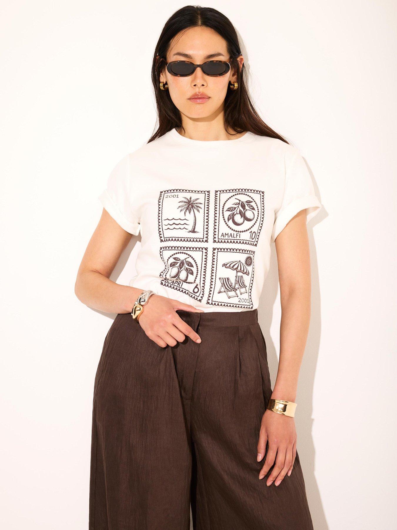 Mint Velvet Ivory Stamp Graphic T-Shirt - White