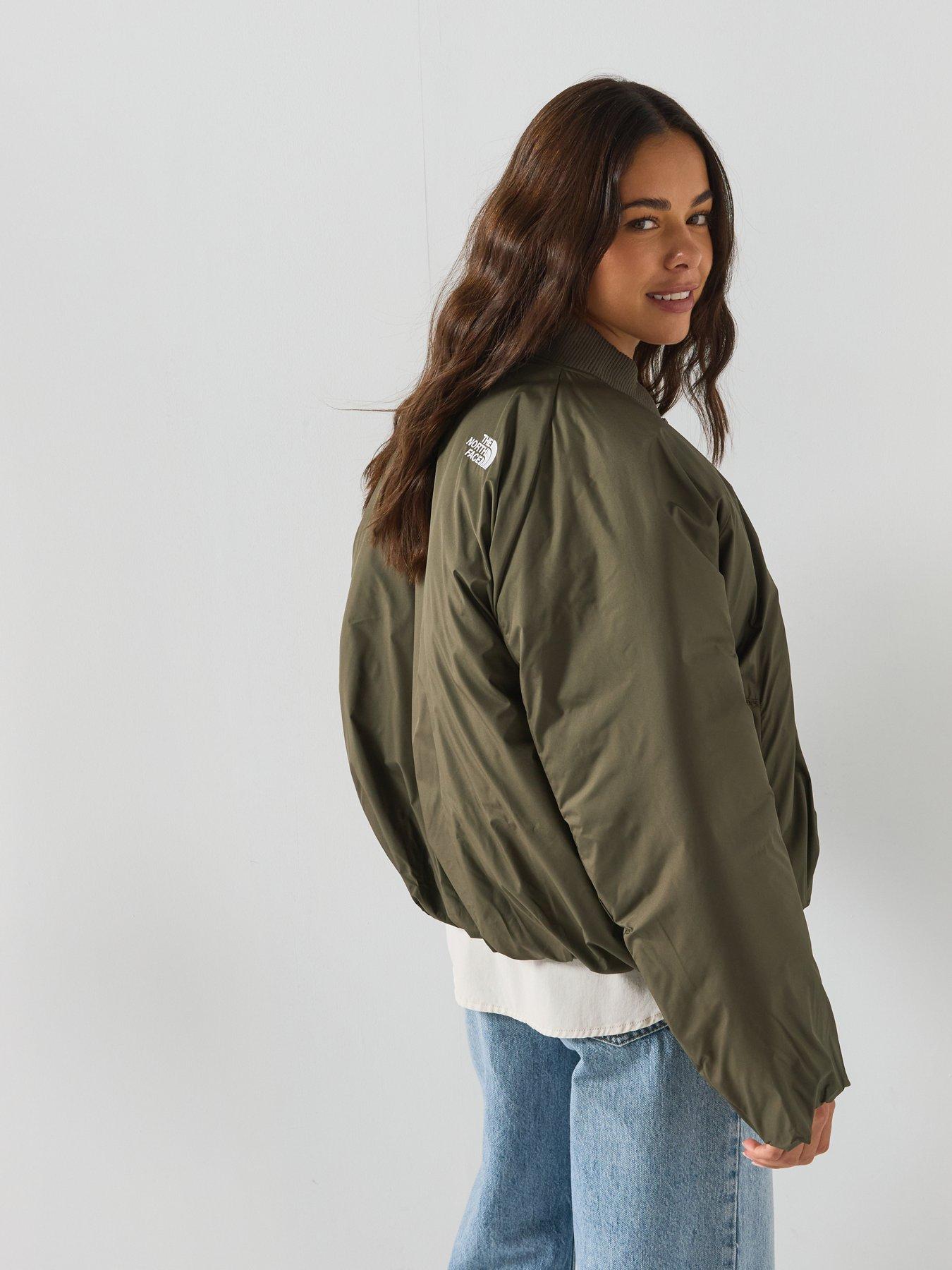 Image 2 of 6 of The North Face Womens Bomber Silhouette Full-Zip Sleeve Pocket Bomber Jacket - Green