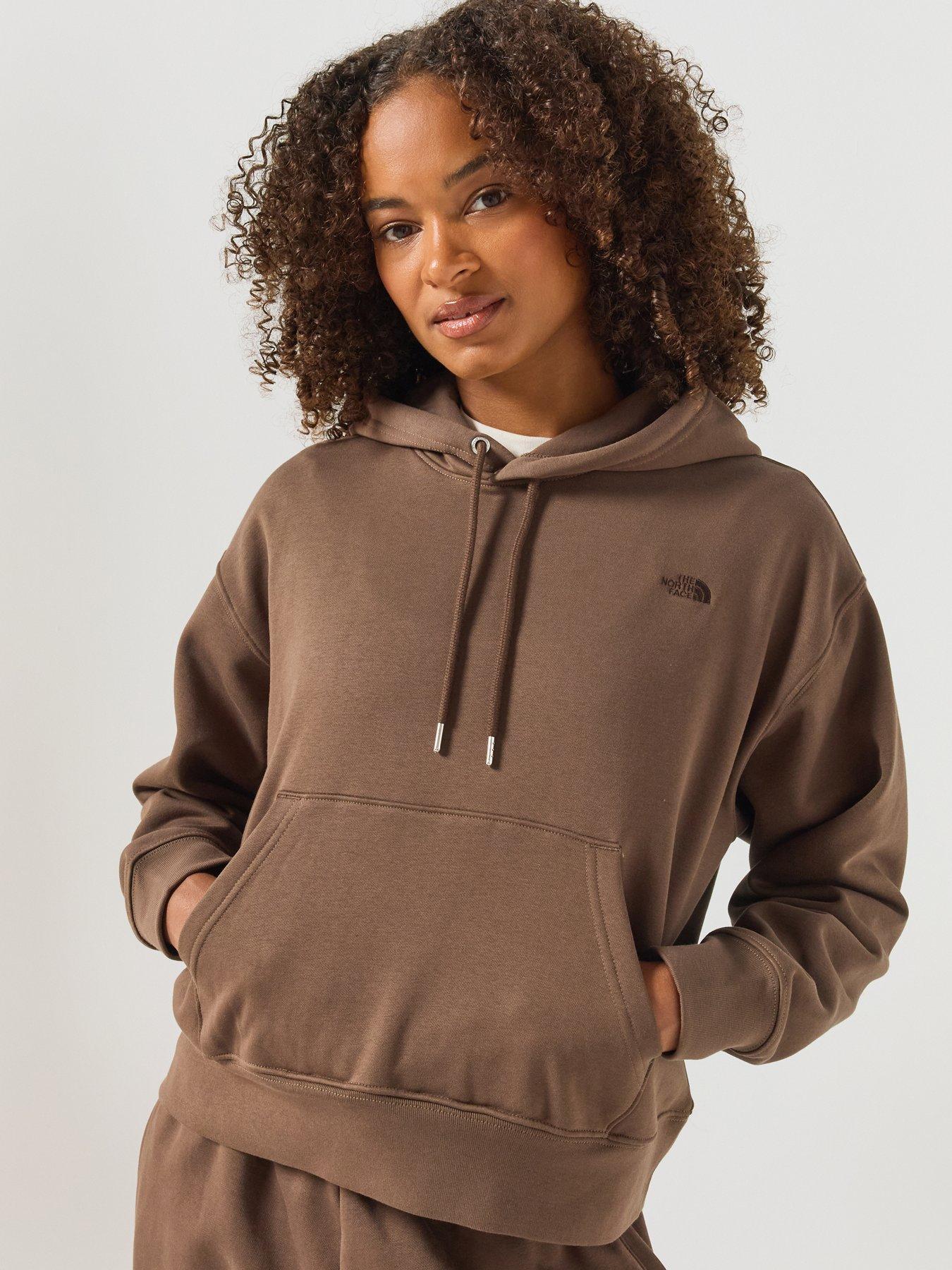 The North Face Womens Essential Simple Dome Boxy Oversized Hoodie - Brown