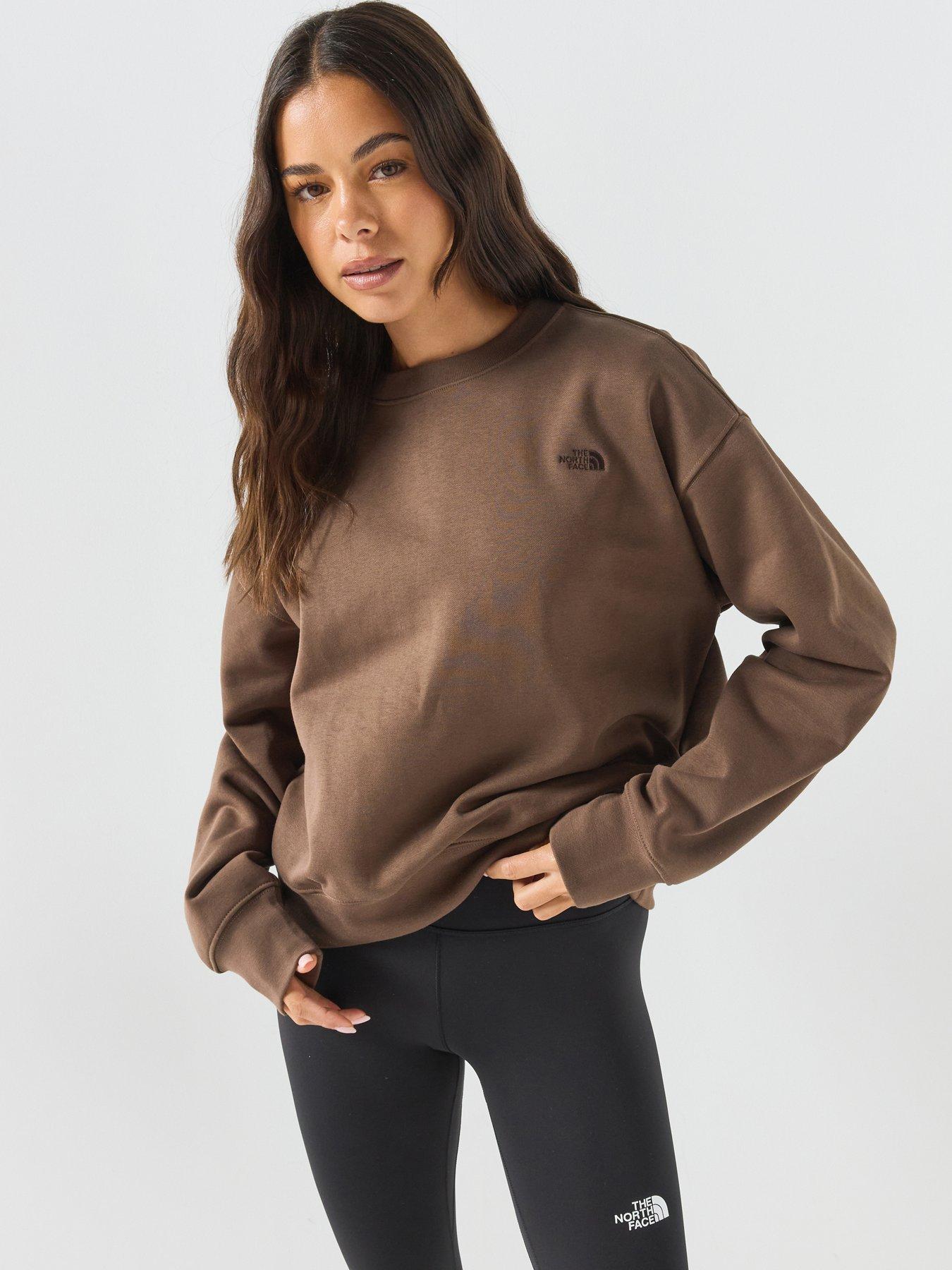 Image 1 of 6 of The North Face Womens Boxy Oversized Brushed Sweat Sweatshirt - Brown