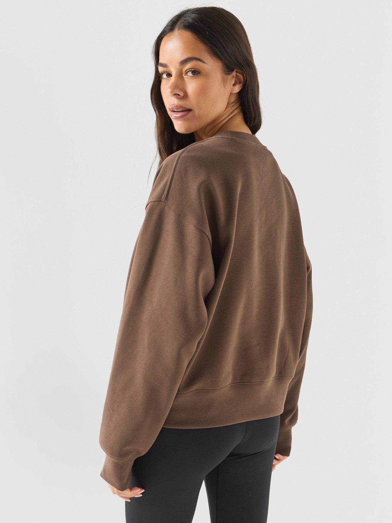Image 2 of 6 of The North Face Womens Boxy Oversized Brushed Sweat Sweatshirt - Brown