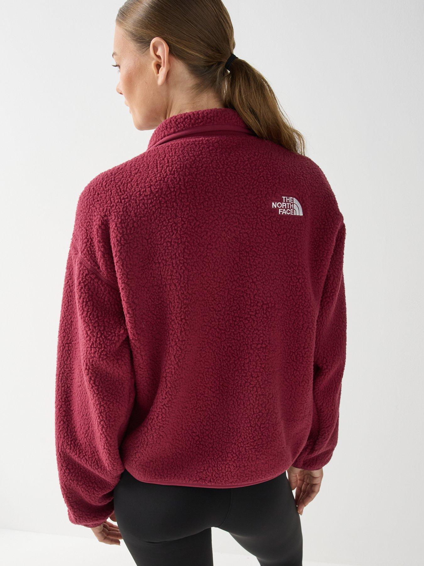 Image 2 of 6 of The North Face Womens Snap Front High Neck Fleece Jacket - Dark Red