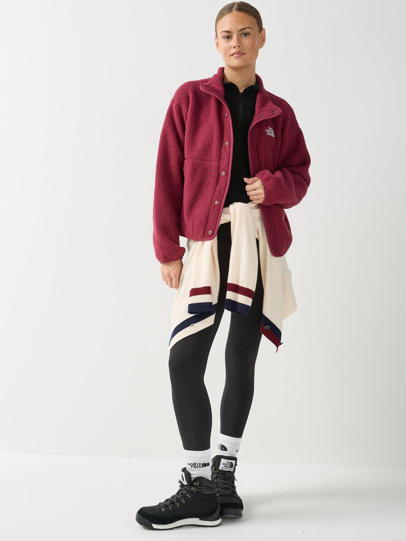 Image 3 of 6 of The North Face Womens Snap Front High Neck Fleece Jacket - Dark Red