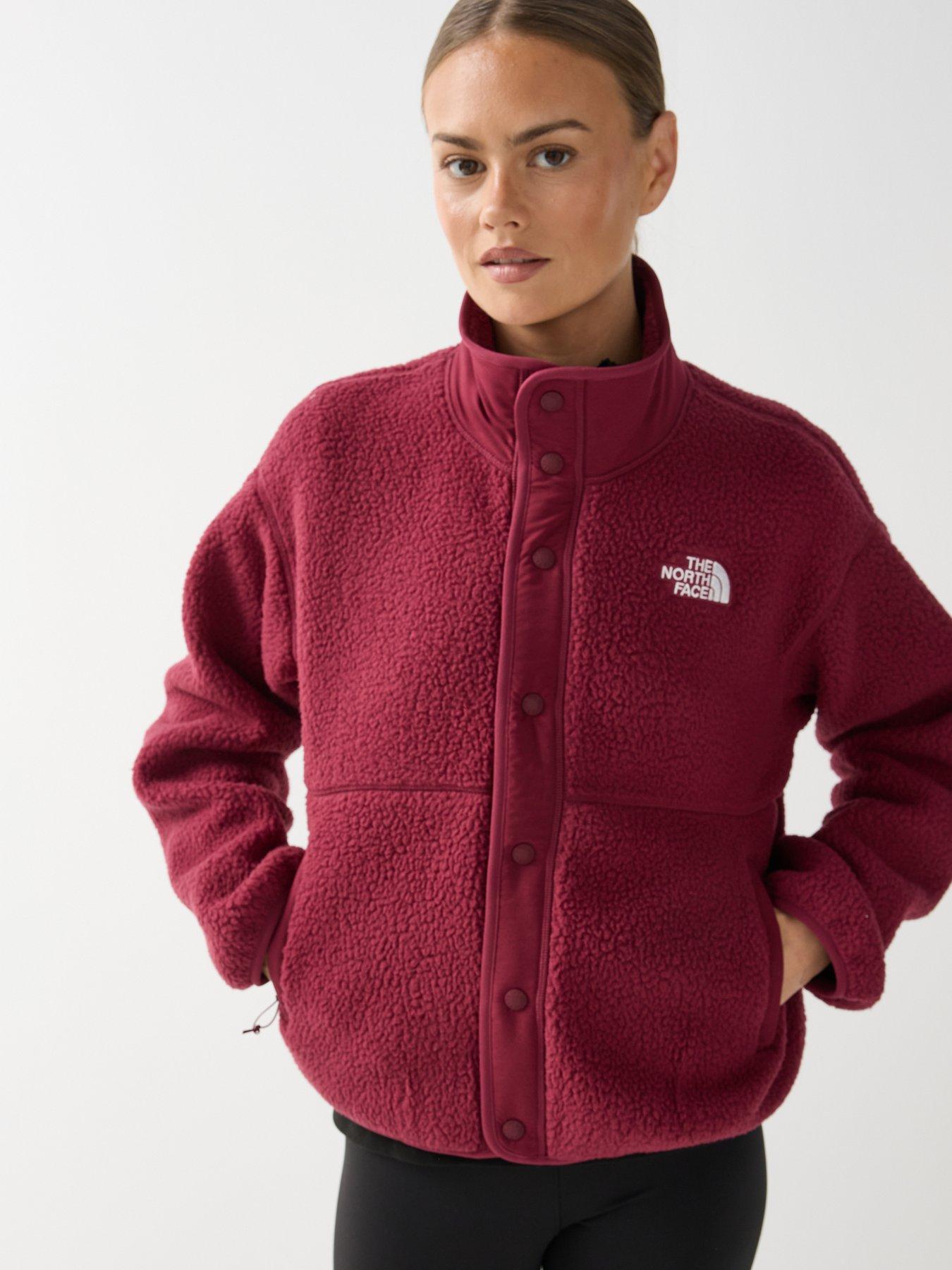 Image 4 of 6 of The North Face Womens Snap Front High Neck Fleece Jacket - Dark Red