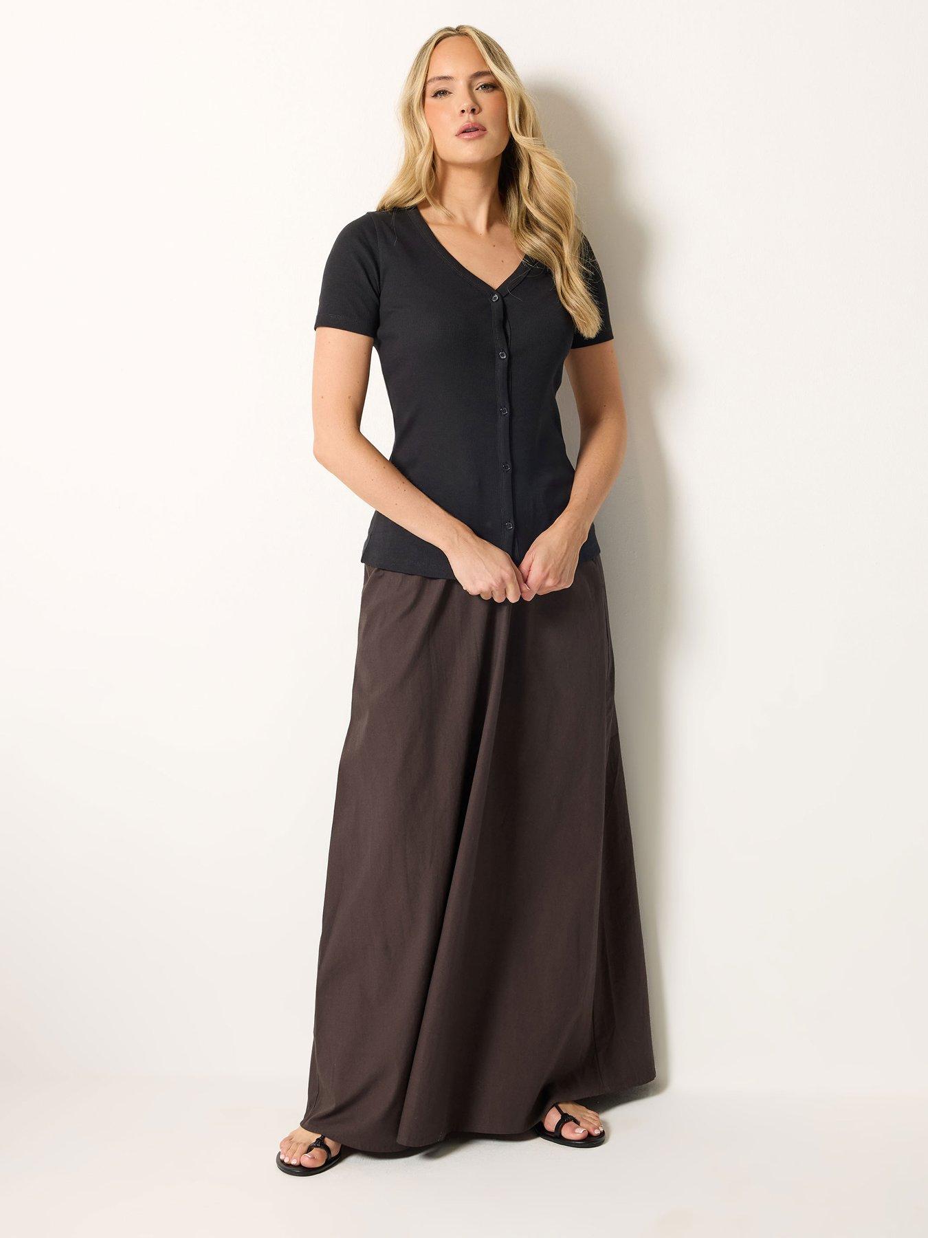 Image 3 of 4 of Long Tall Sally Button Through T-Shirt - Black