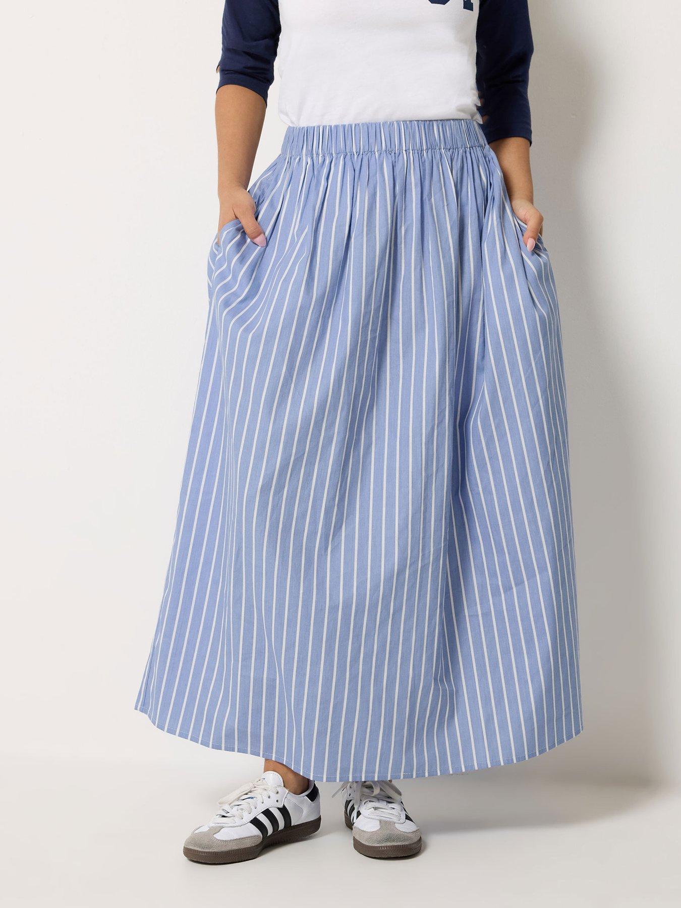 Image 1 of 4 of PixieGirl Petite Stripe Maxi Skirt - Blue