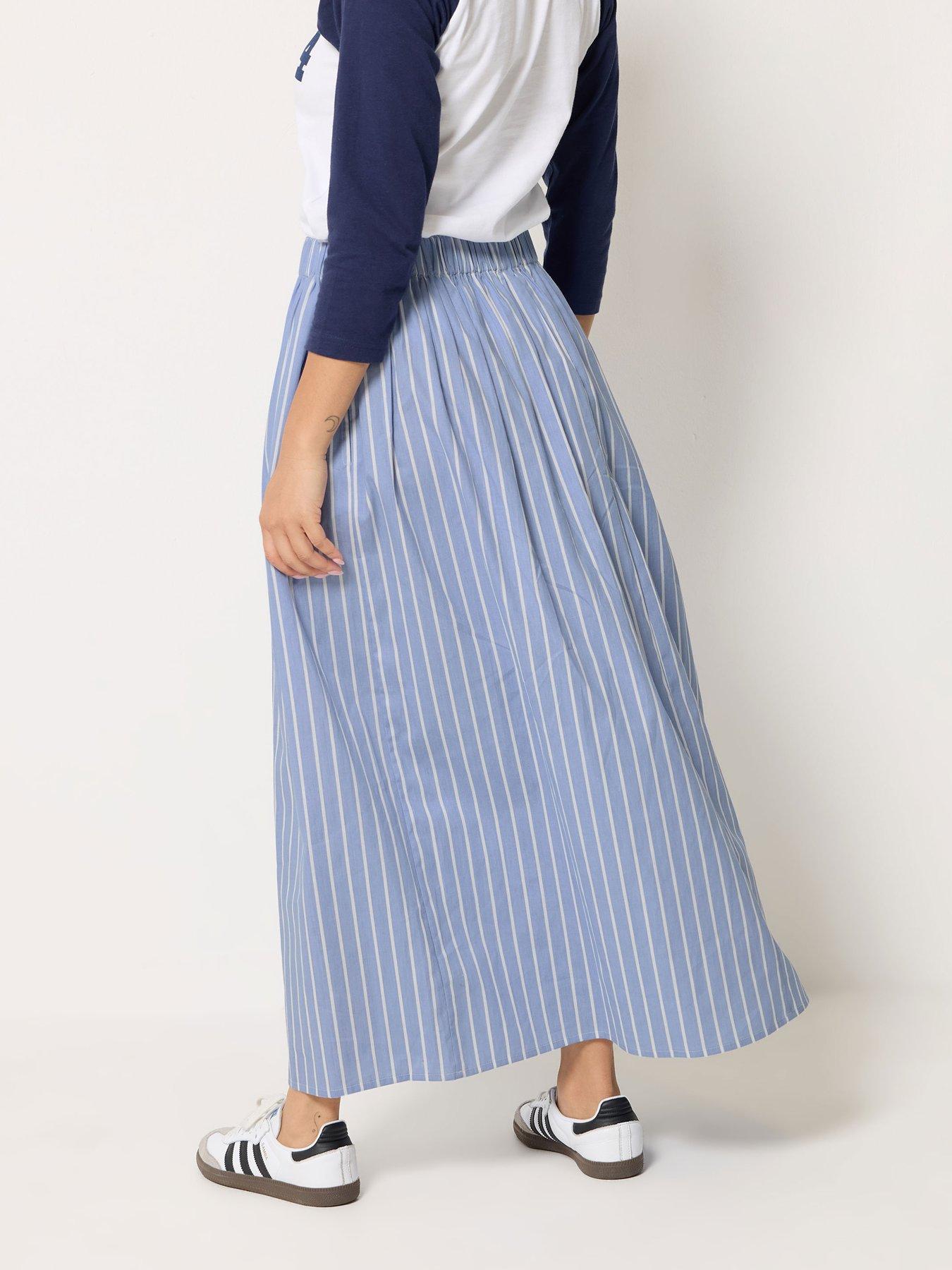 Image 2 of 4 of PixieGirl Petite Stripe Maxi Skirt - Blue