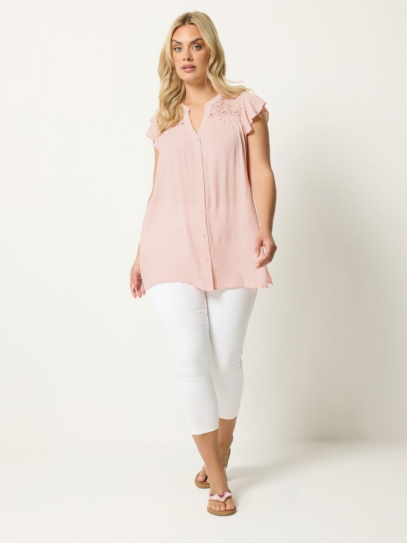 Image 3 of 4 of Yours Curve Lace Detail Blouse &nbsp;- Pink