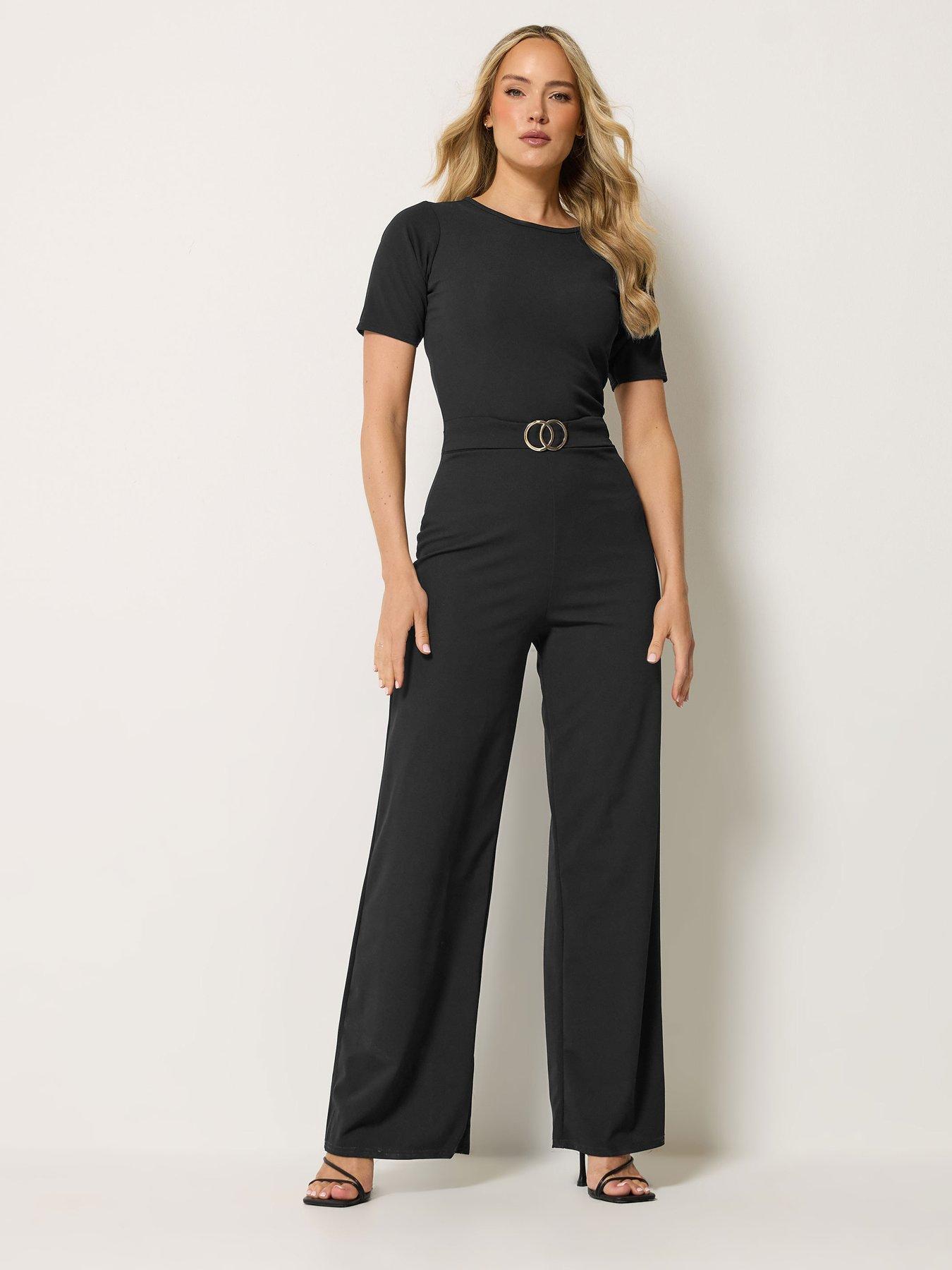 Long Tall Sally Scuba Belted Jumpsuit - Black