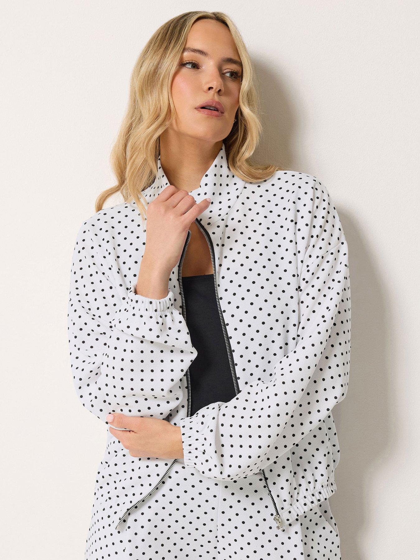 Long Tall Sally Polka Dot Funnel Neck Jacket - White