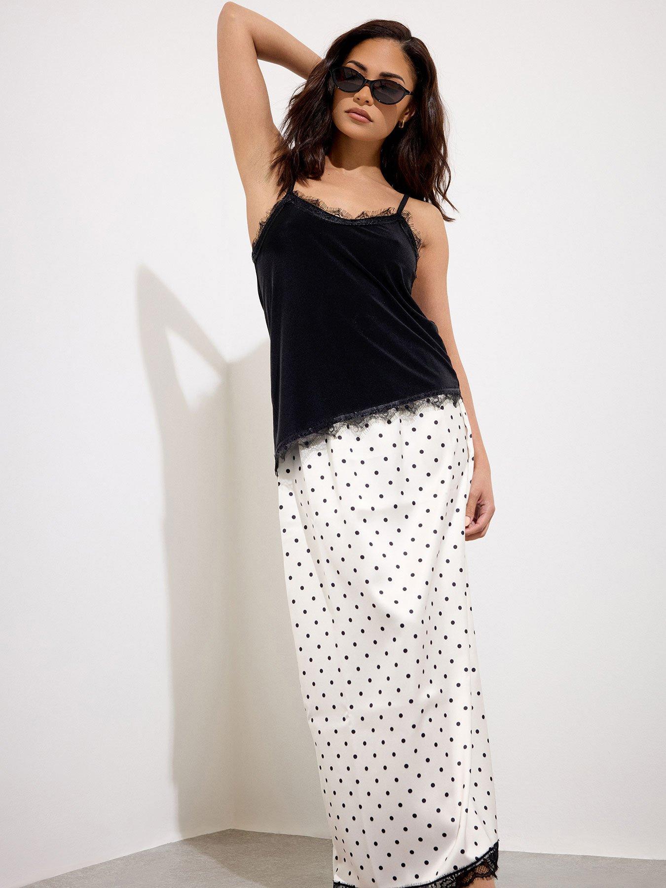 Image 1 of 4 of PixieGirl Petite Lace Trim Cami Top - Black