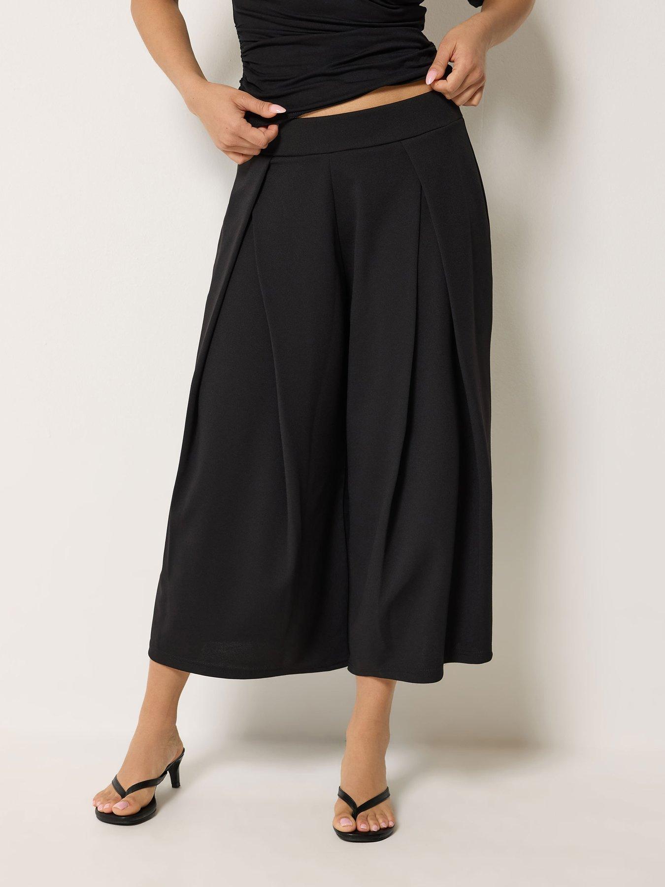 PixieGirl Petite Pleat Wrap Wide Leg Crop Trouser