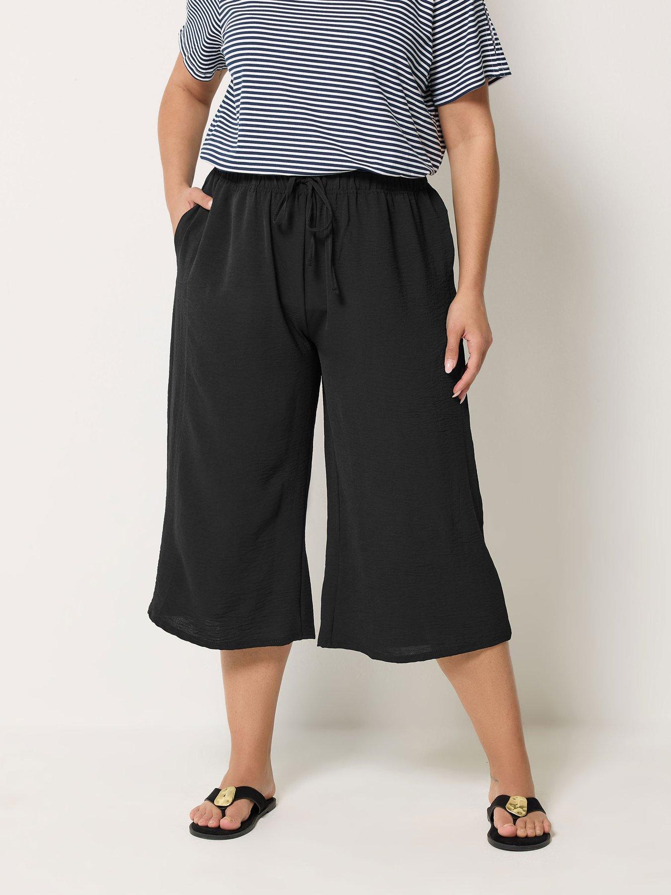 Yours Curve Culotte Trousers - Black