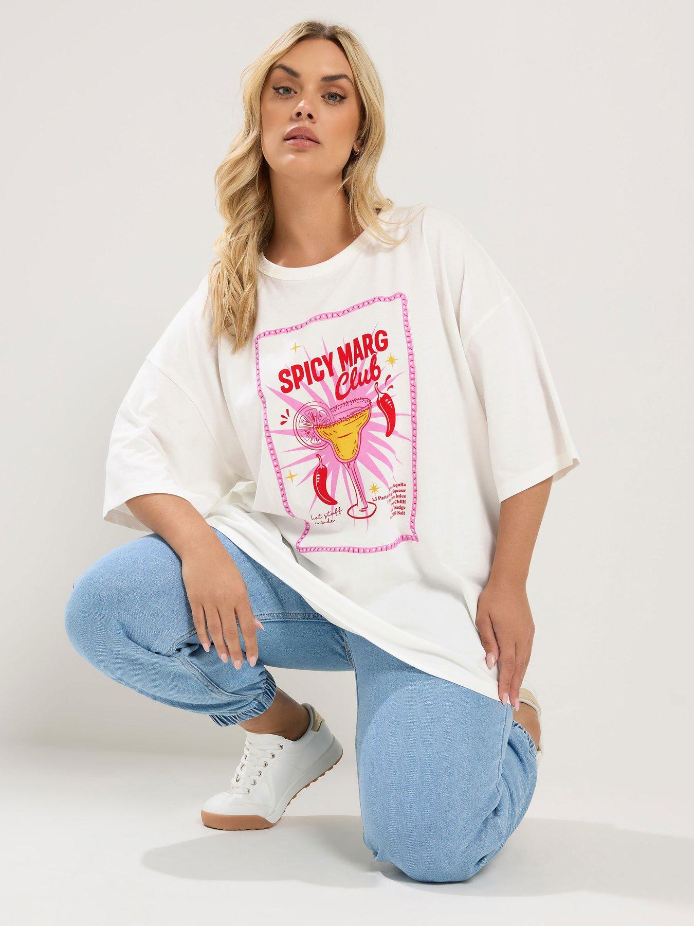 Yours Curve Spicy Margarita Graphic T-Shirt - Ivory