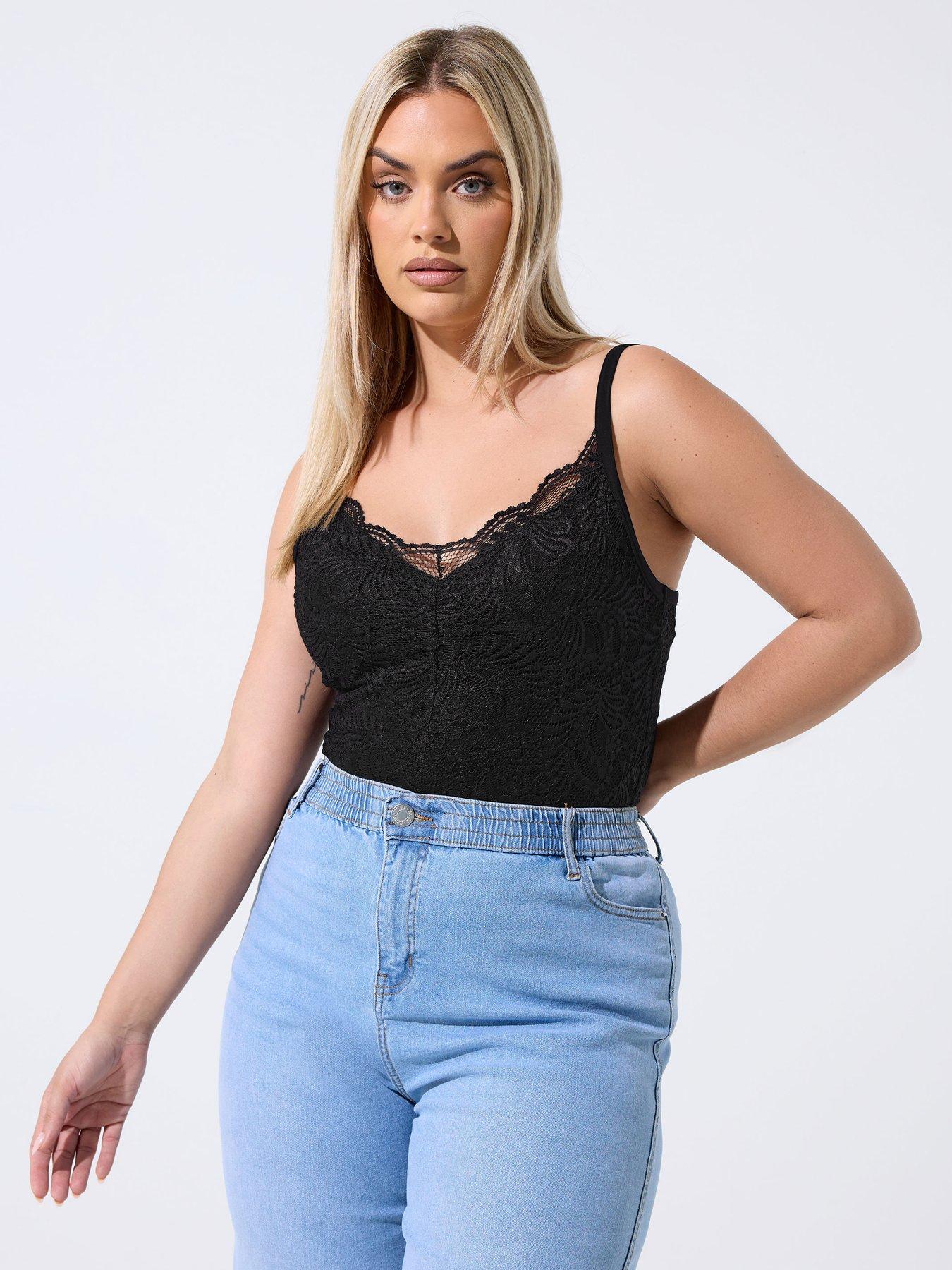 Yours Curve All Over Lace Bodysuit - Black