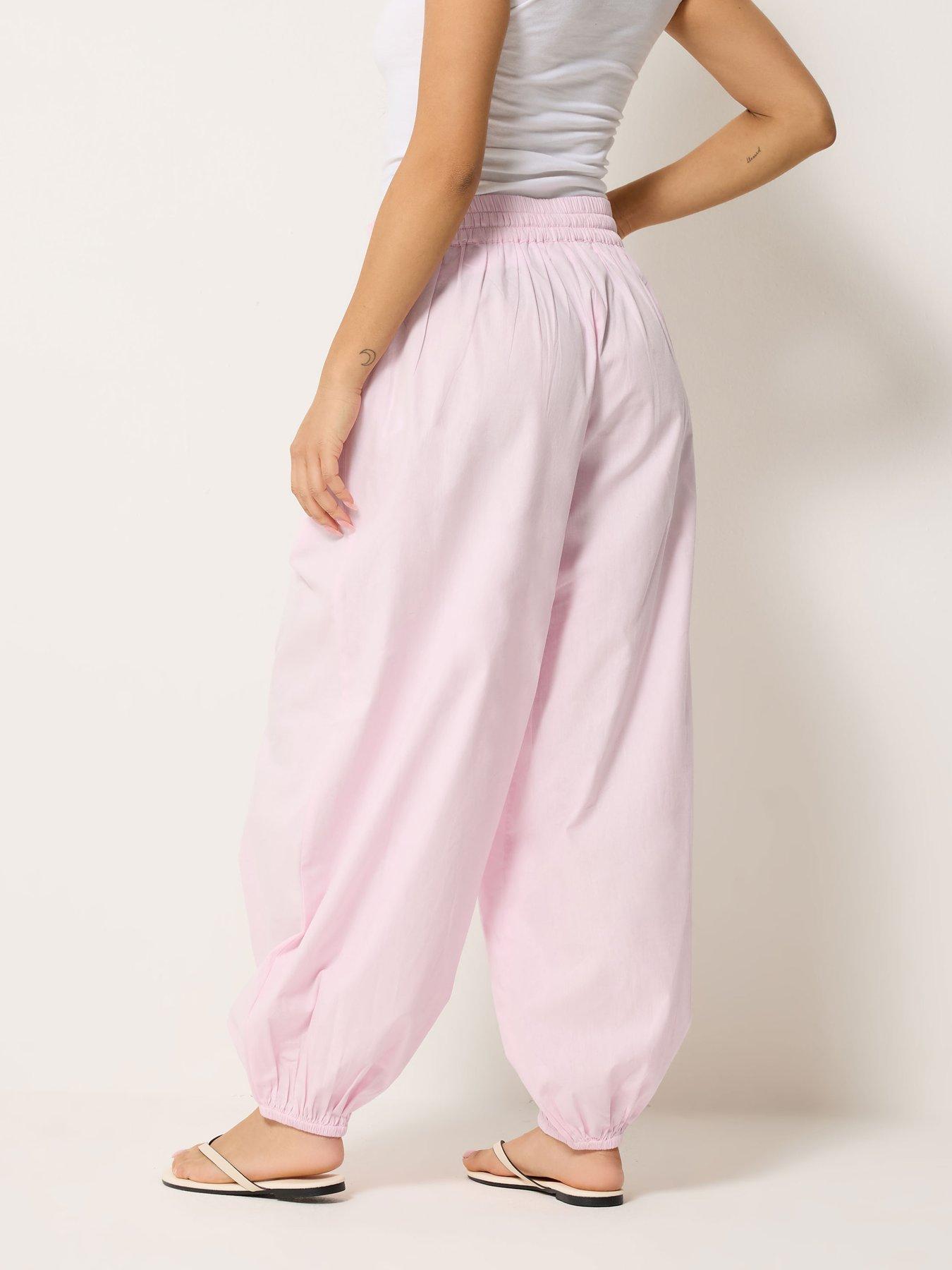 Image 2 of 4 of PixieGirl Petite Poplin Cuff Balloon Pants - Pink