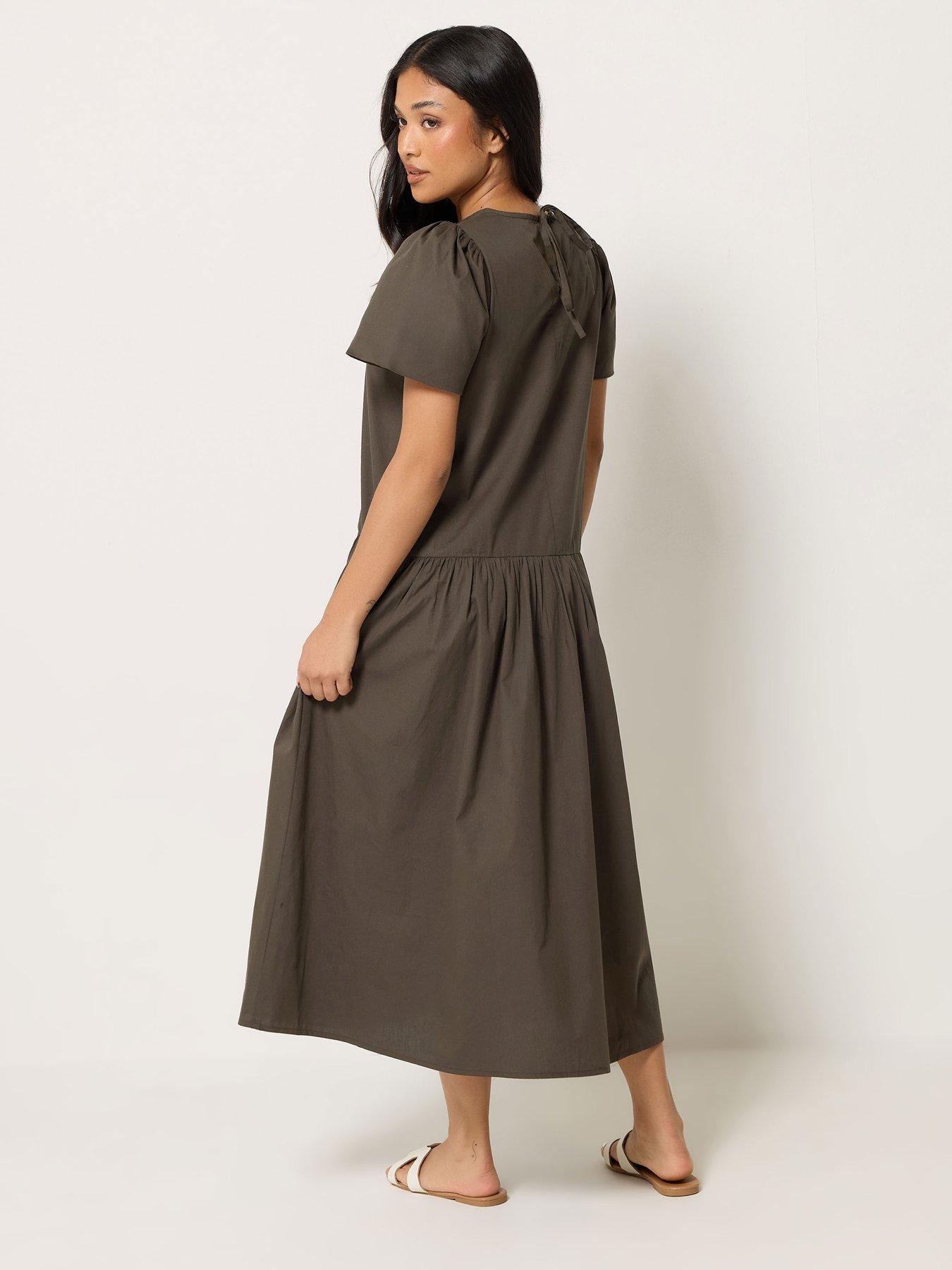 Image 2 of 4 of PixieGirl Petite Poplin Volume Maxi Dress