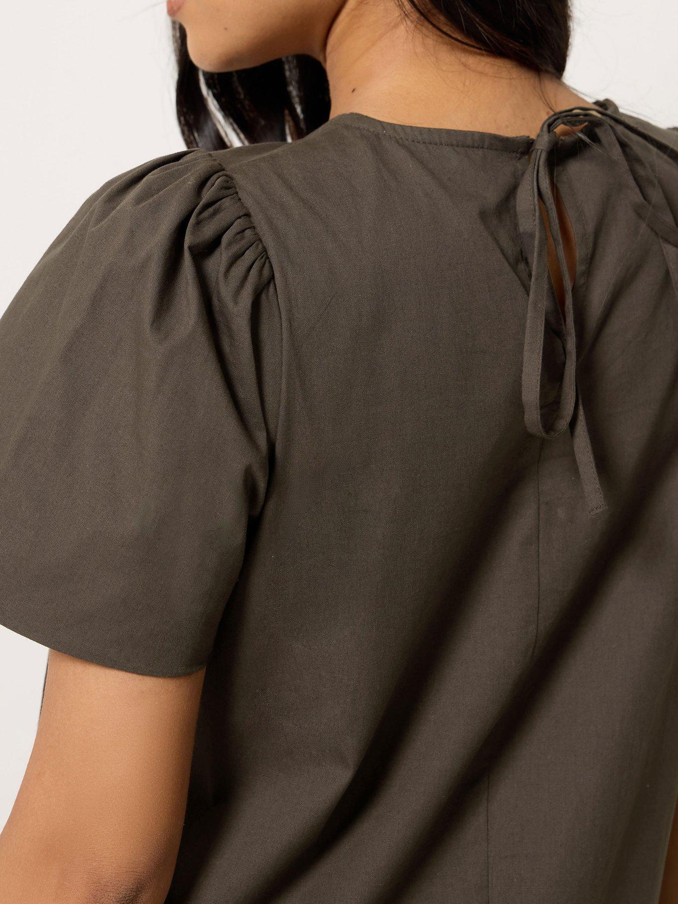 Image 4 of 4 of PixieGirl Petite Poplin Volume Maxi Dress