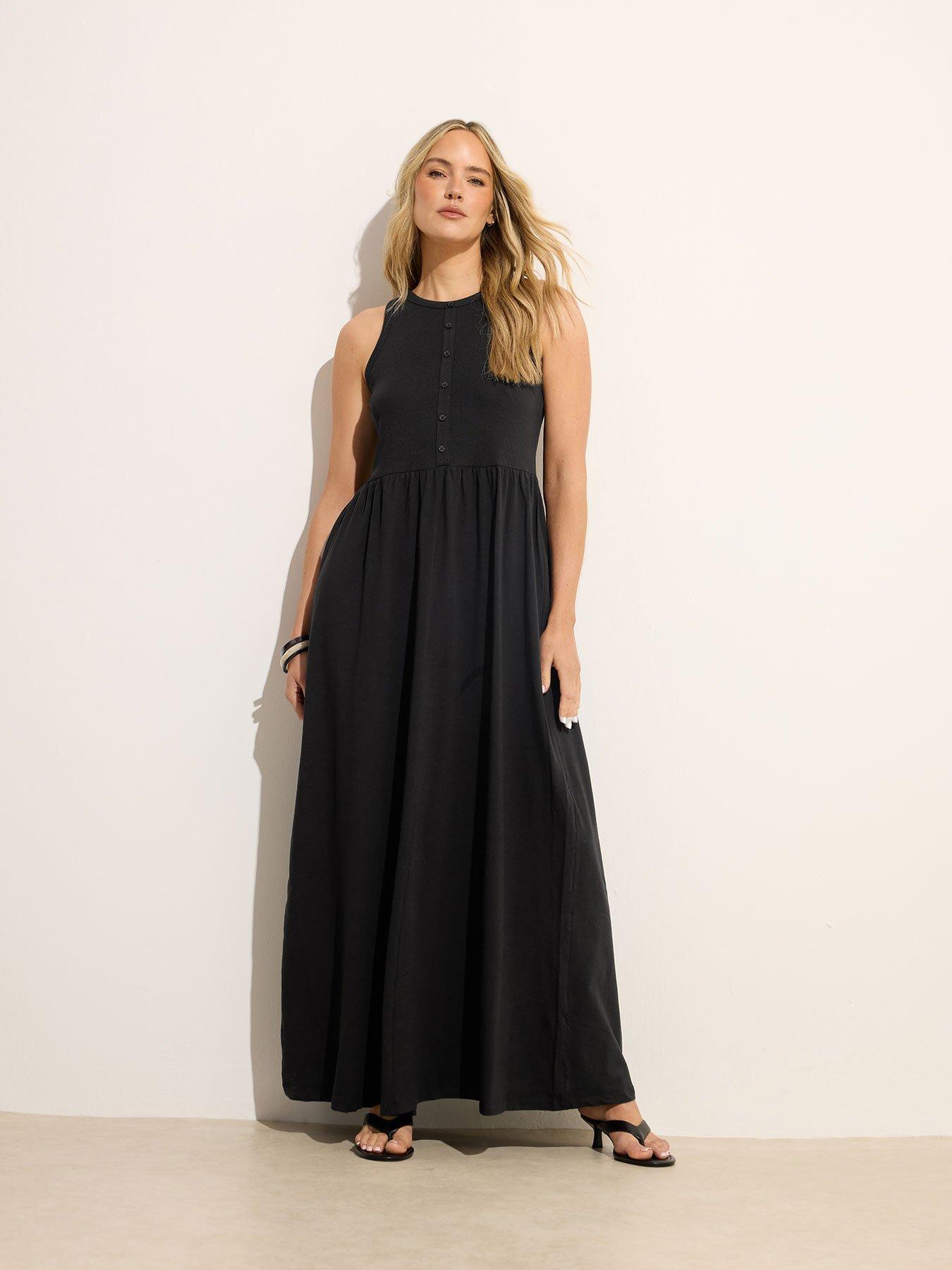 Long Tall Sally Jersey Button Detail Dress - Black