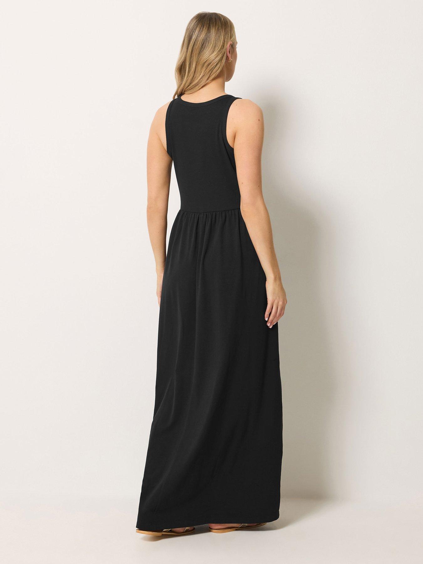 tall jersey dress Side Tie Long Sleeve Jersey Dress for Tall Women L / Black