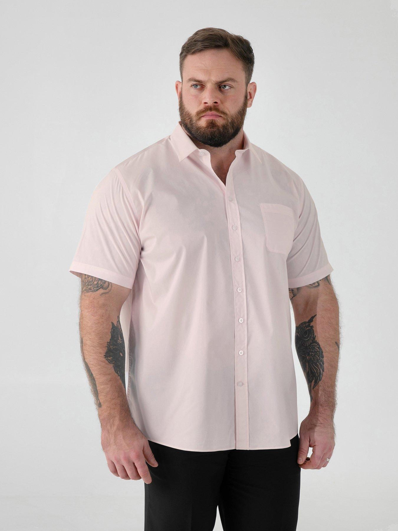 D555 Ultimate Stain Resist Non Iron Short Sleeve Stretch Shirt - Pink