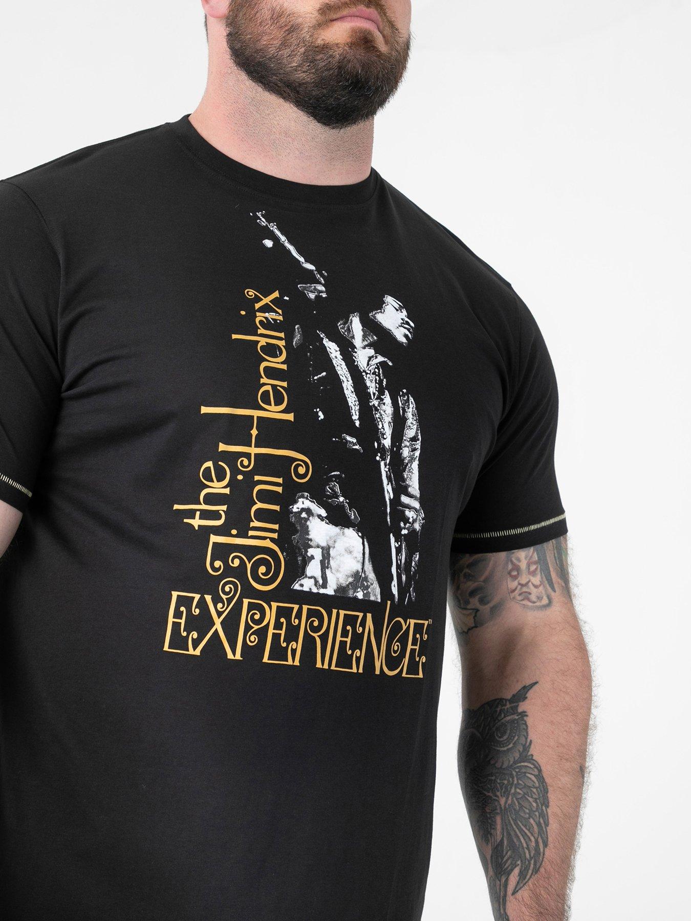 Image 4 of 6 of D555 Official Jimi Hendrix Experience Printed Crew Neck T-Shirt - Black