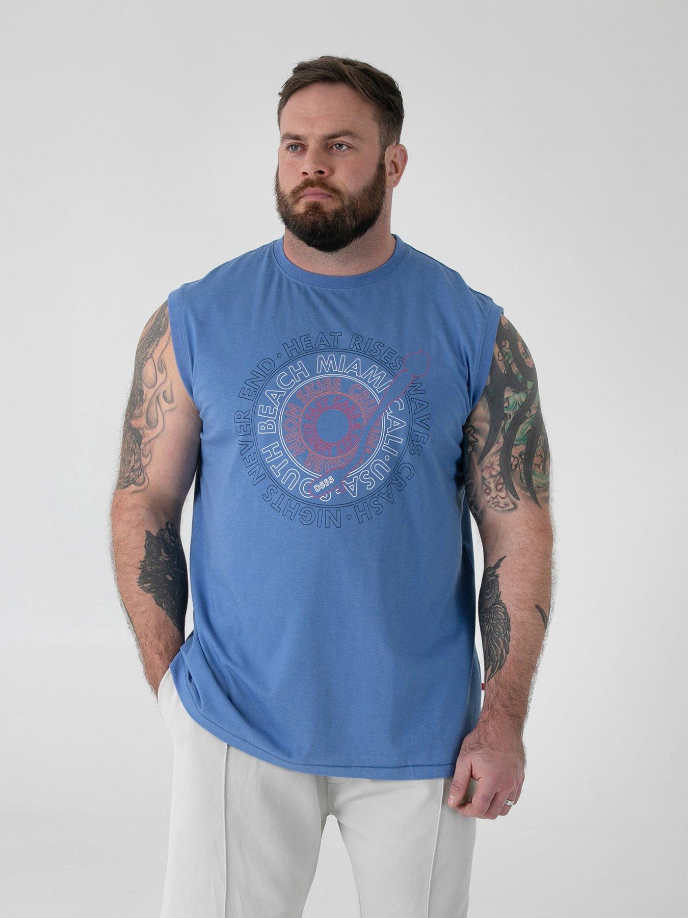 D555 South Beach Miami Printed Sleeveless T-Shirt - Blue