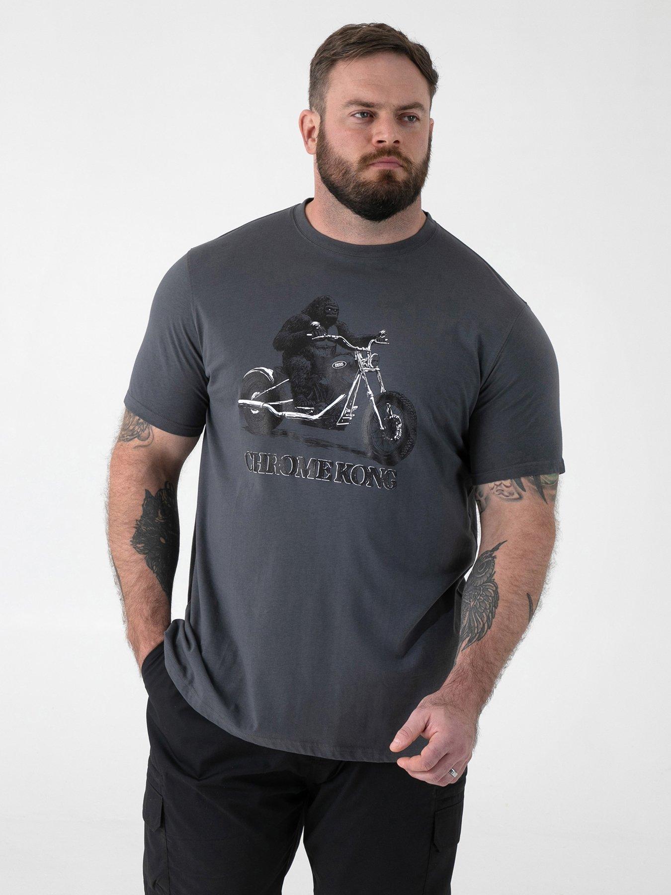 D555 Gorilla Biker Printed Crew Neck T-Shirt - Dark Grey