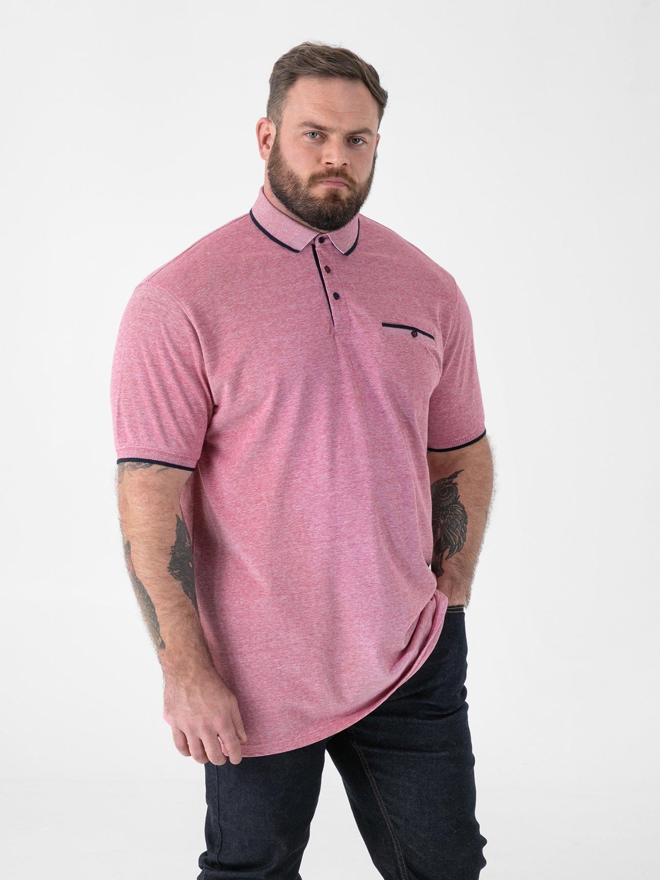 D555 Pique Polo Shirt With Jacquard Collar And And Cuffs With Chest Pocket - Red