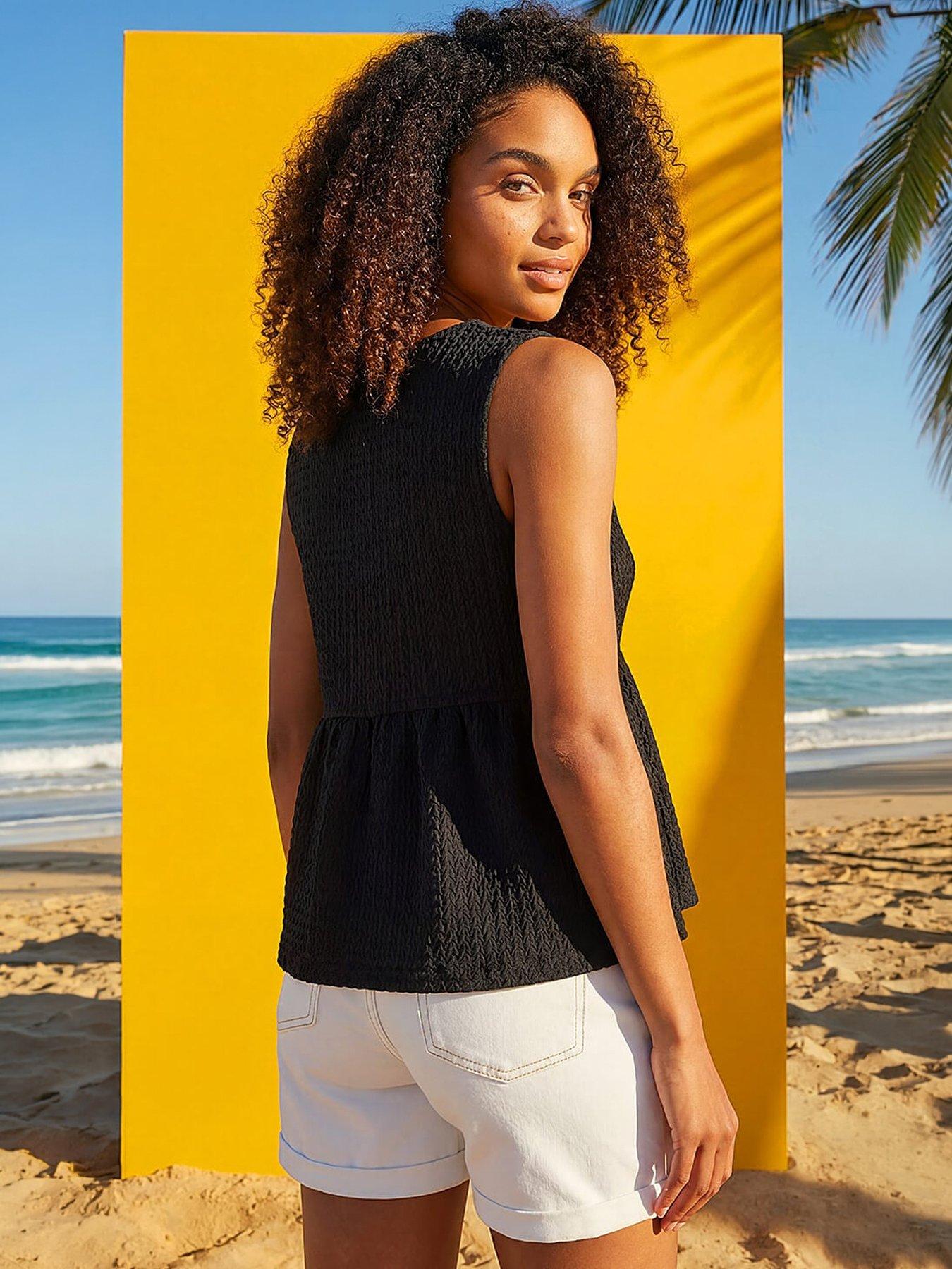 Image 3 of 4 of Roman Dusk Textured Tie Front Stretch Top