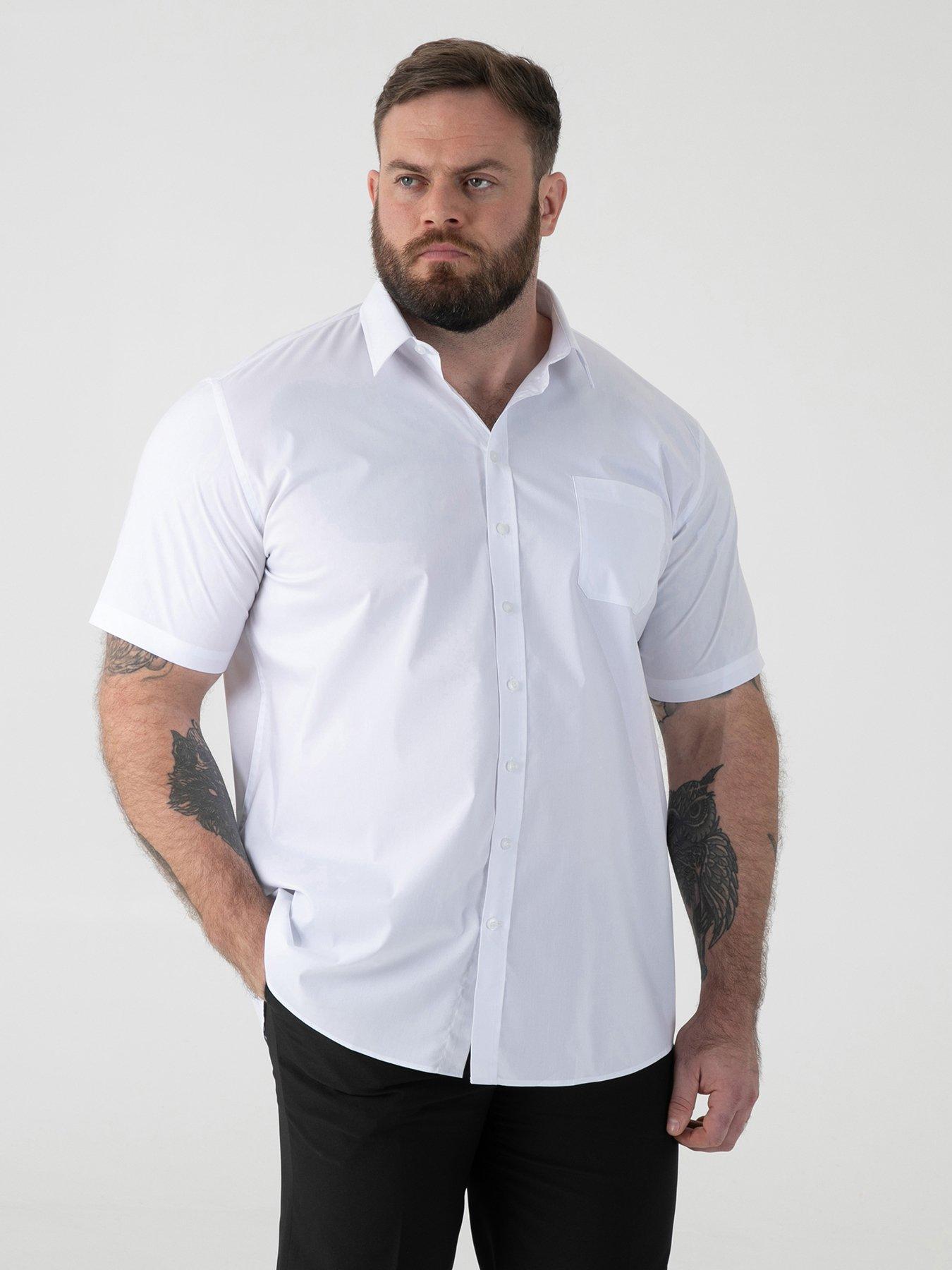 D555 Ultimate Stain Resist Non Iron Short Sleeve Stretch Shirt - White