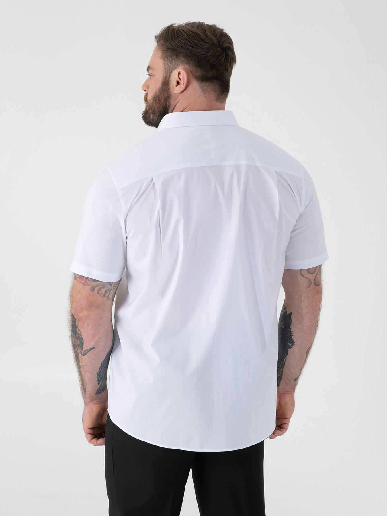 Image 2 of 6 of D555 Ultimate Stain Resist Non Iron Short Sleeve Stretch Shirt - White