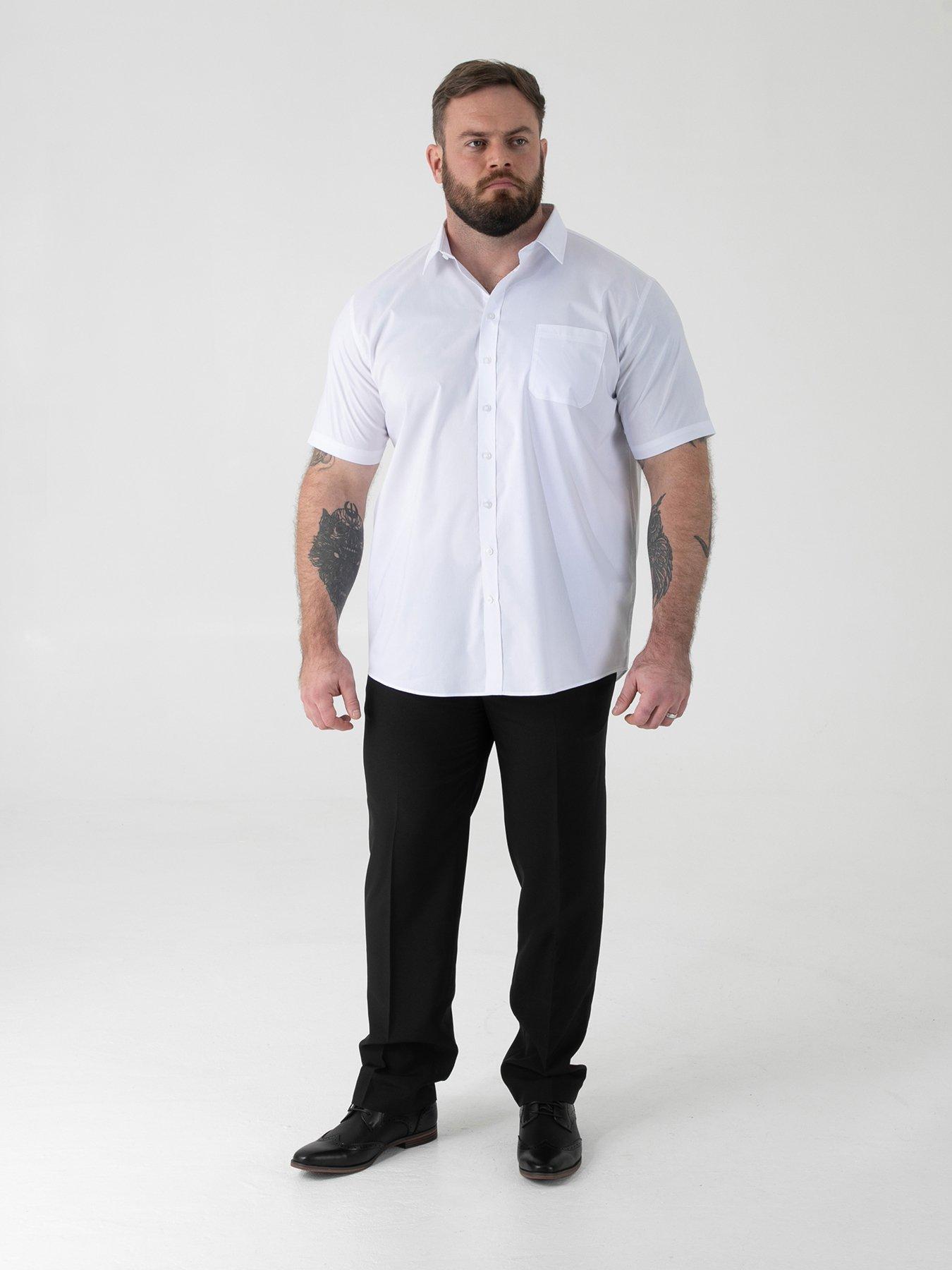 Image 3 of 6 of D555 Ultimate Stain Resist Non Iron Short Sleeve Stretch Shirt - White