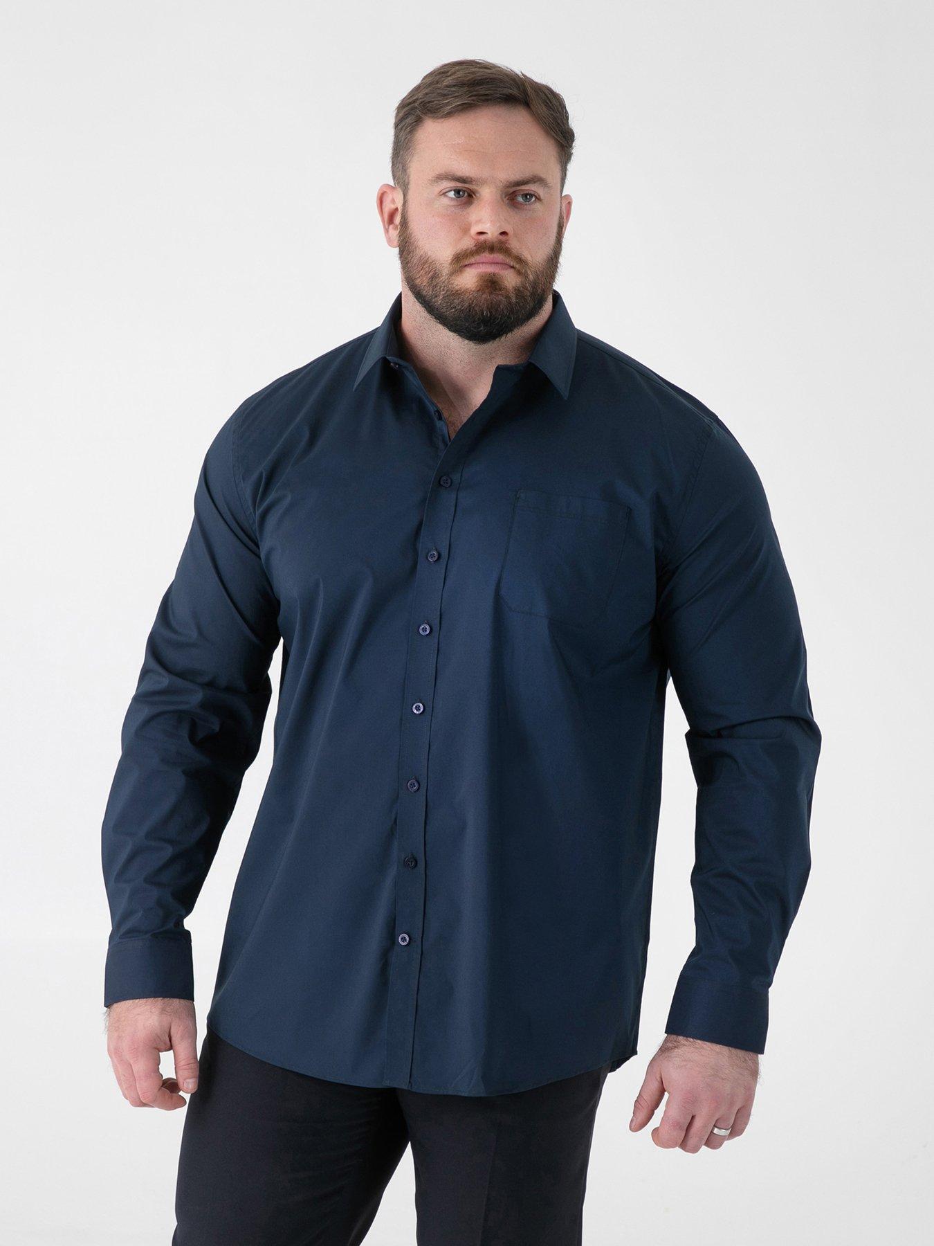 D555 Ultimate Stain Resist Non Iron Long Sleeve Stretch Shirt - Navy