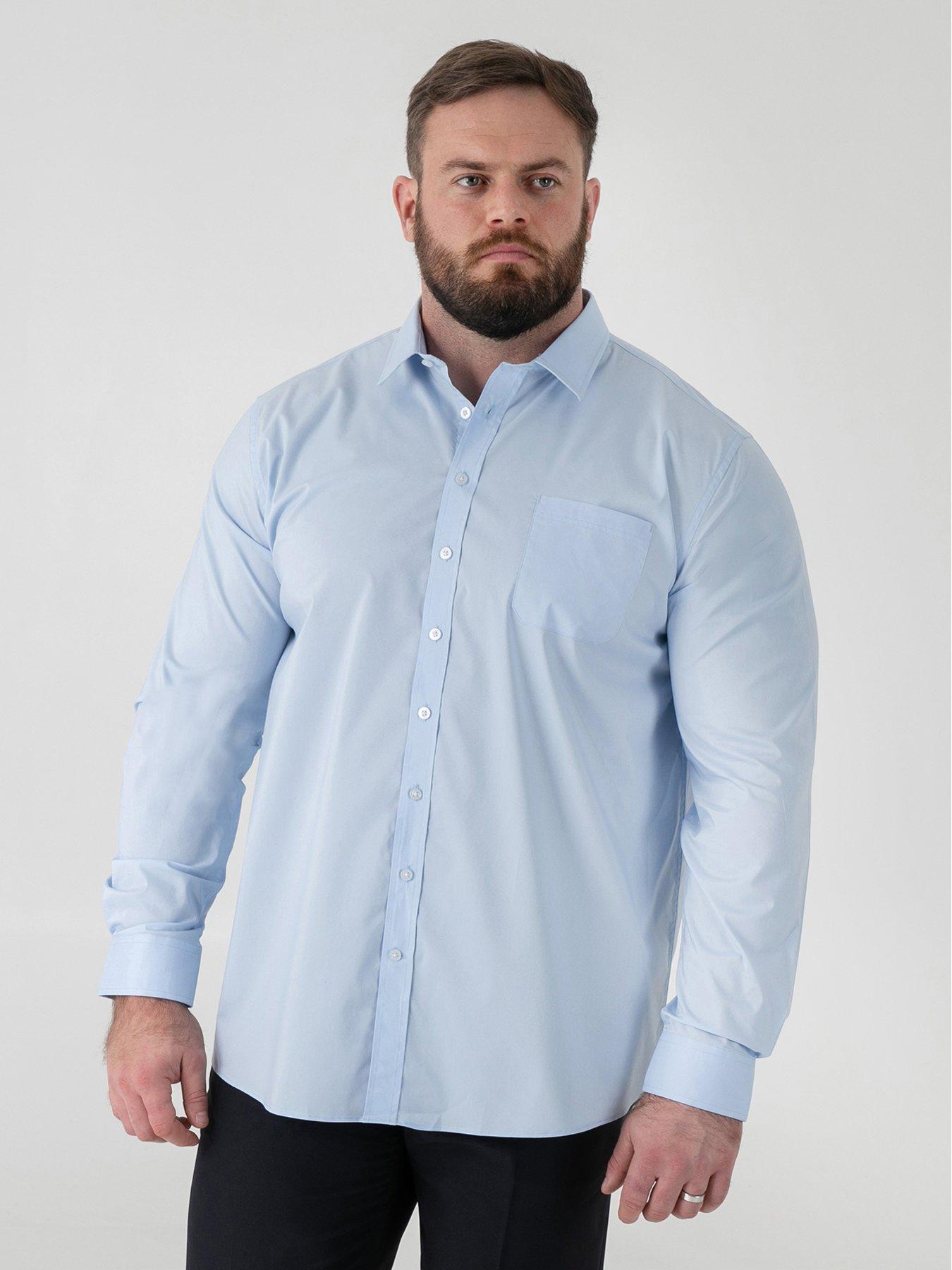 D555 Ultimate Stain Resist Non Iron Long Sleeve Stretch Shirt - Blue