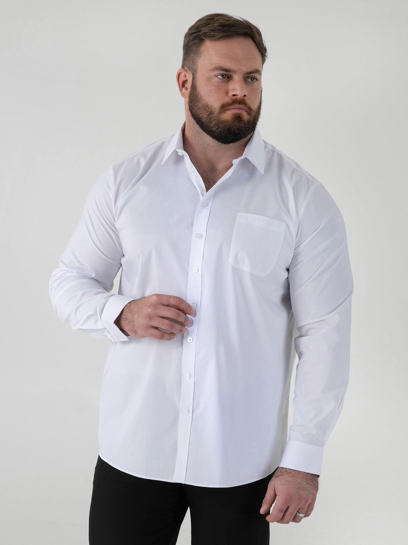 D555 Ultimate Stain Resist Non Iron Long Sleeve Stretch Shirt - White
