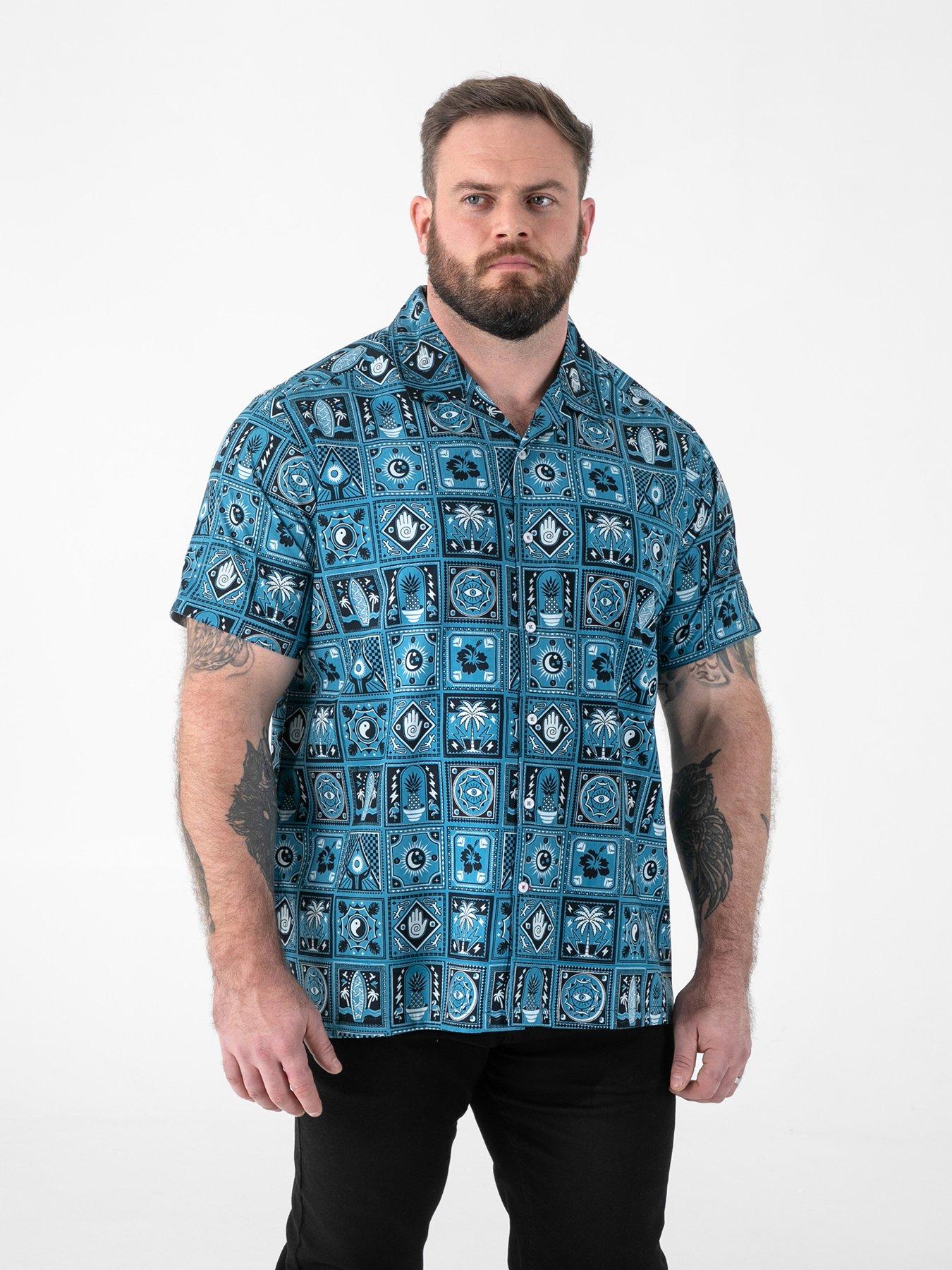 D555 D555 Ao Printed Cuban Collar Resort Short Sleeve Shirt