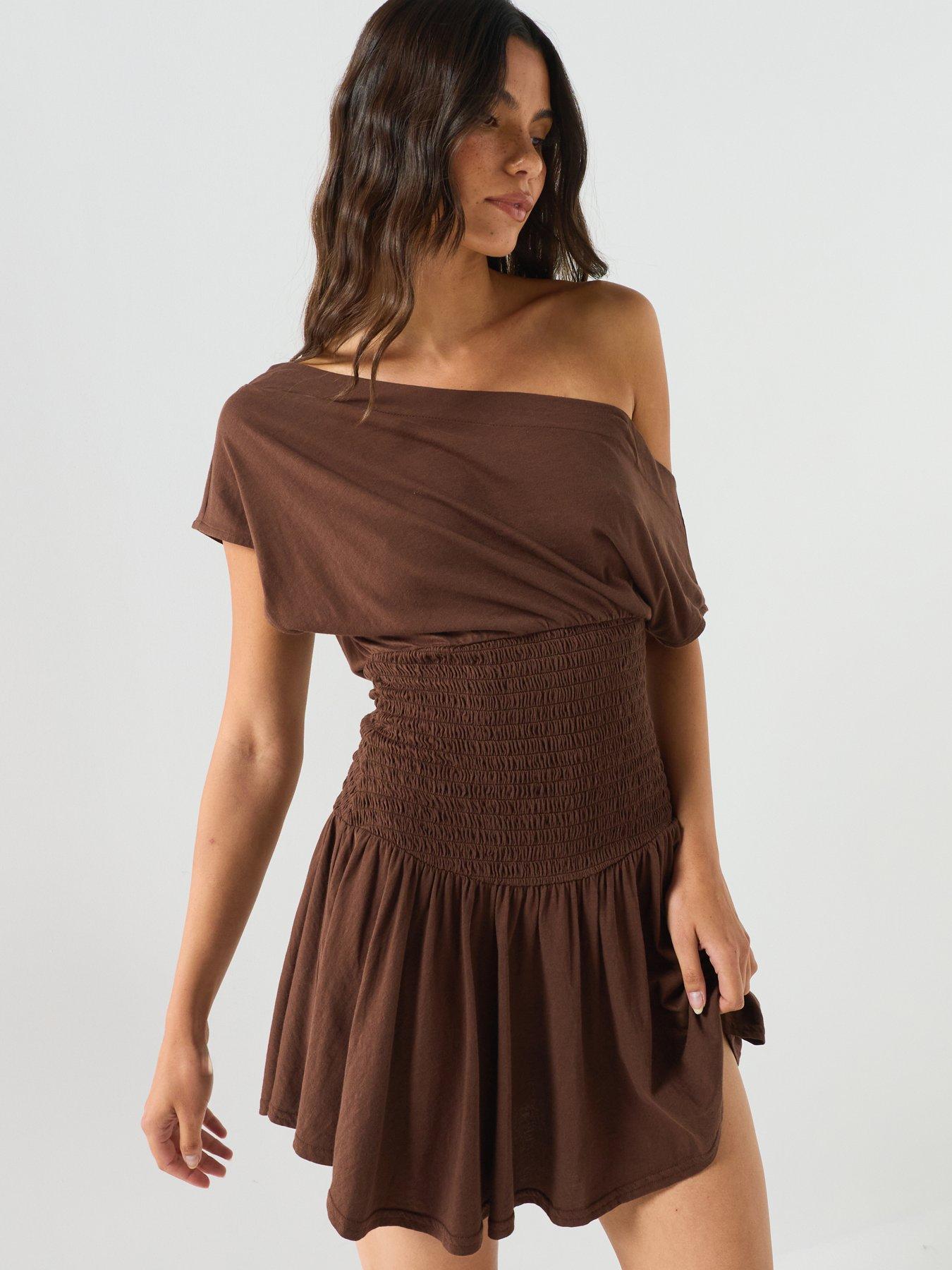 Image 4 of 6 of FREE PEOPLE Scorching Hot Mini Dress - Brown