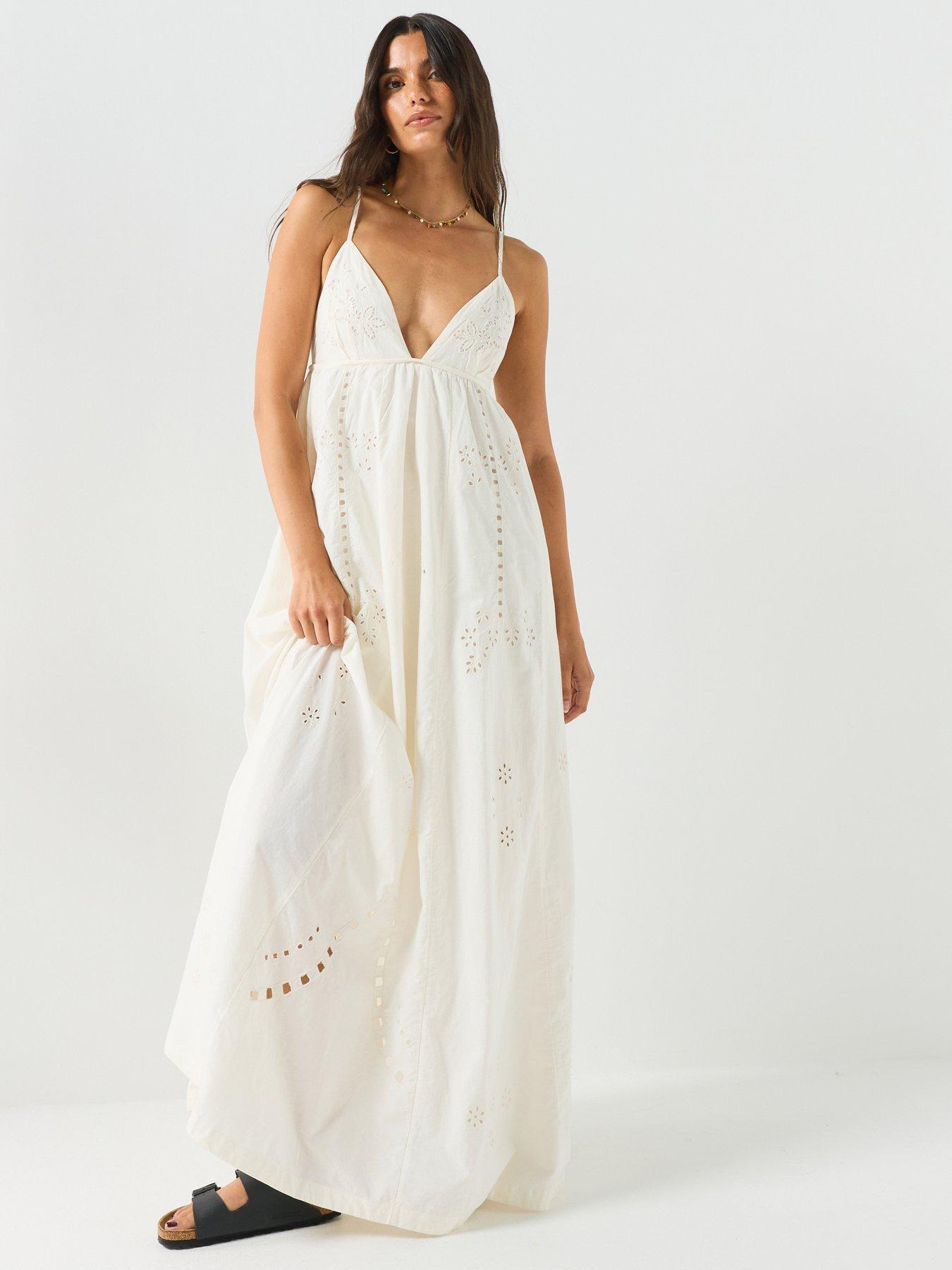 FREE PEOPLE Embroidered Cutwork Maxi Dress - White