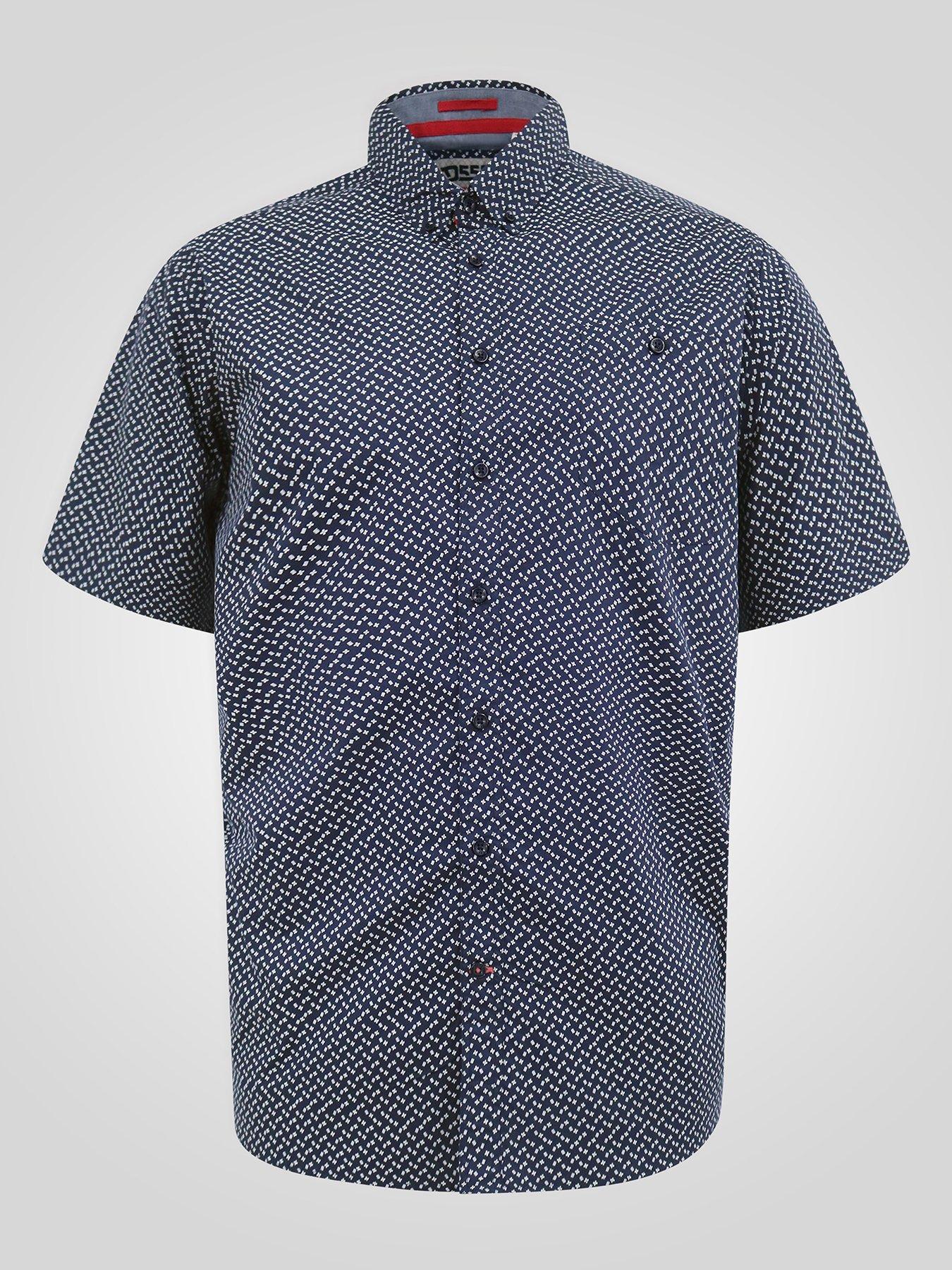 Image 6 of 6 of D555 Icon Print Short Sleeve Button Down Collar Shirt - Navy