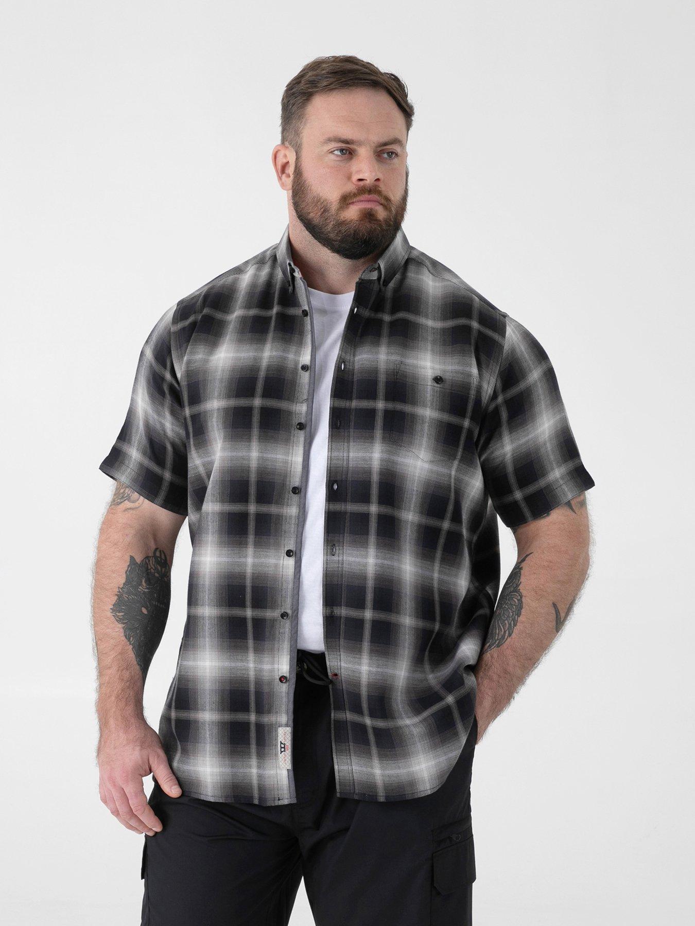 Image 1 of 6 of D555 Shadow Check Button Down Collar Shirt With Pocket - Black