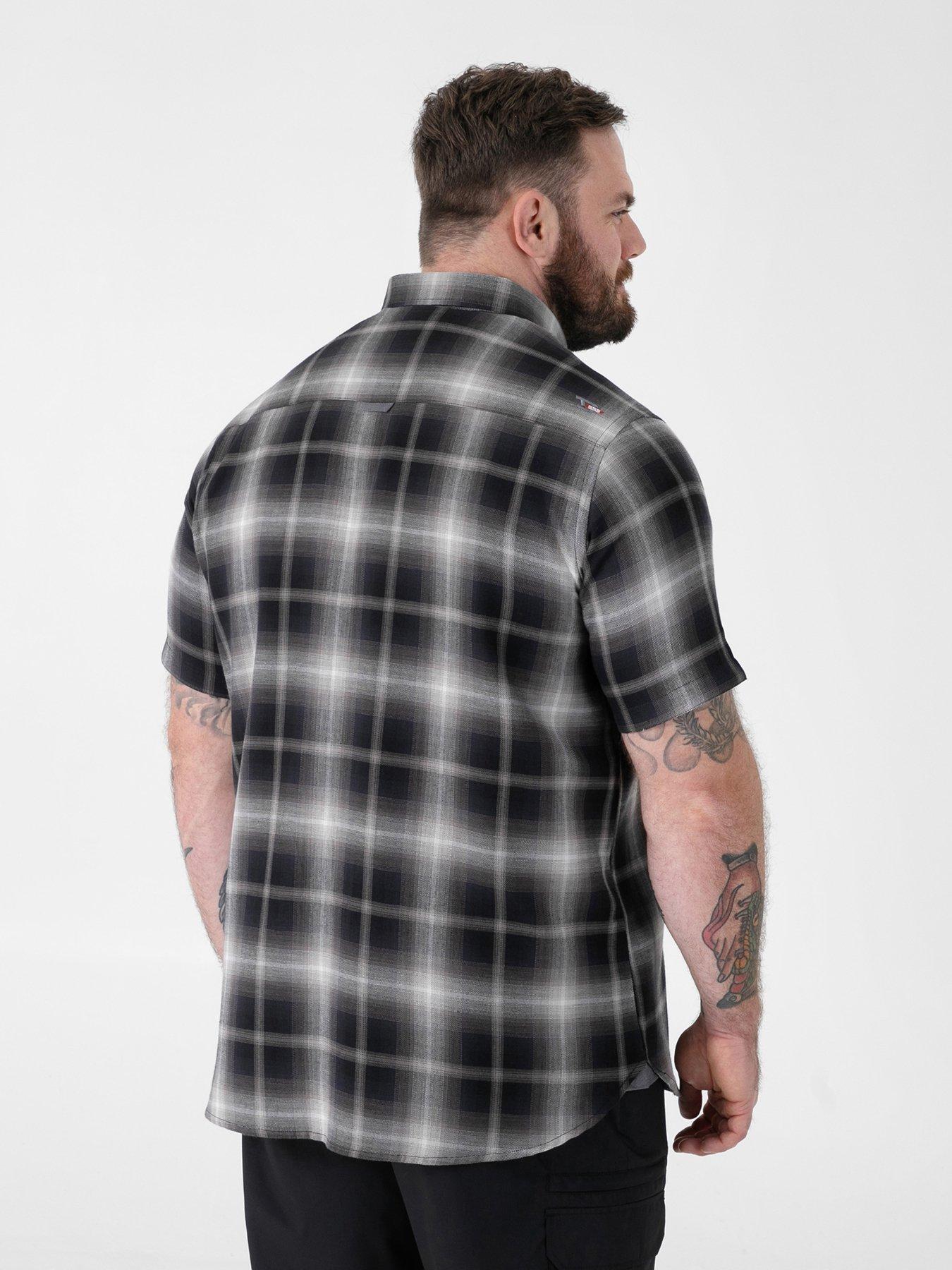 Image 2 of 6 of D555 Shadow Check Button Down Collar Shirt With Pocket - Black