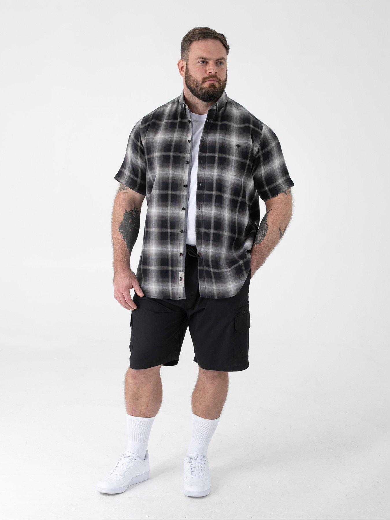 Image 3 of 6 of D555 Shadow Check Button Down Collar Shirt With Pocket - Black