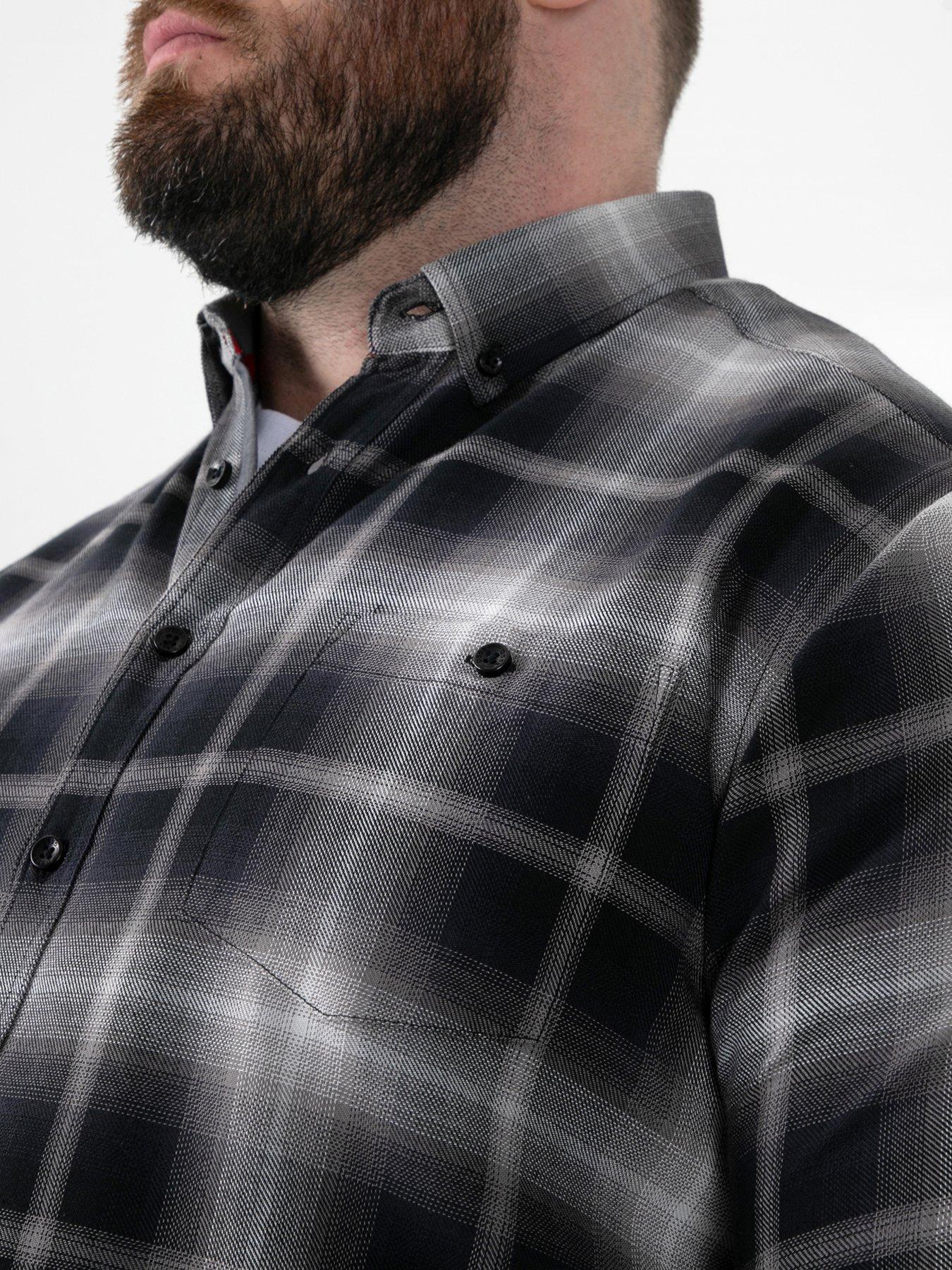 Image 4 of 6 of D555 Shadow Check Button Down Collar Shirt With Pocket - Black