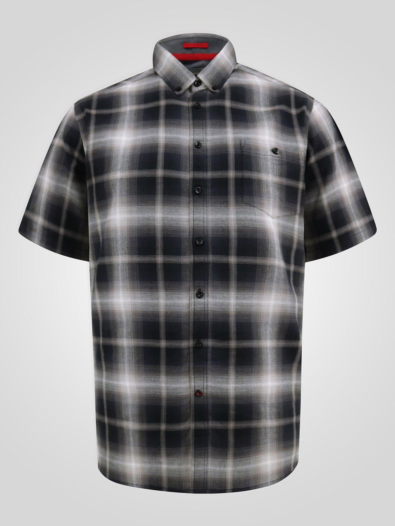 Image 6 of 6 of D555 Shadow Check Button Down Collar Shirt With Pocket - Black